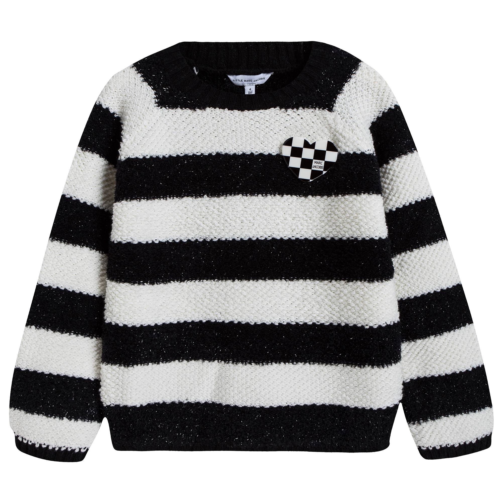 Girls Black & White Striped Sweater