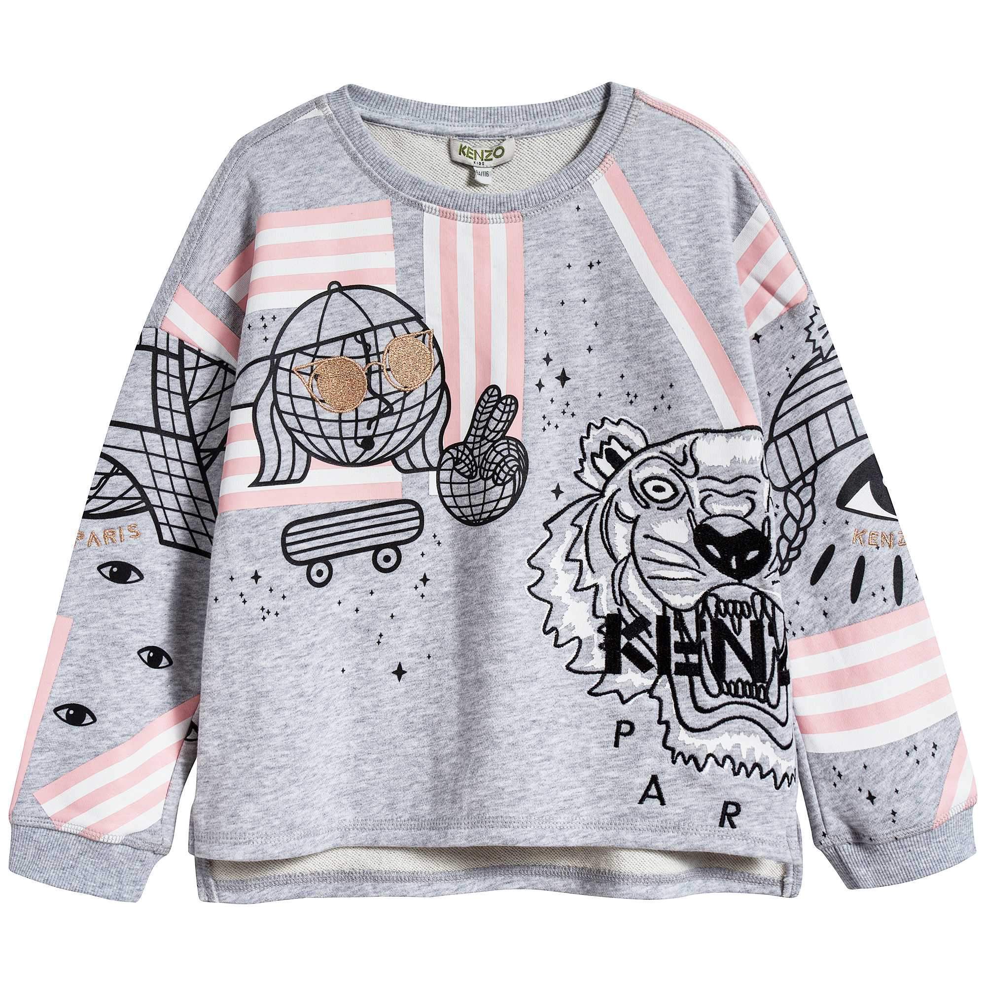 Girls Light Marl Grey Cotton Sweatshirt