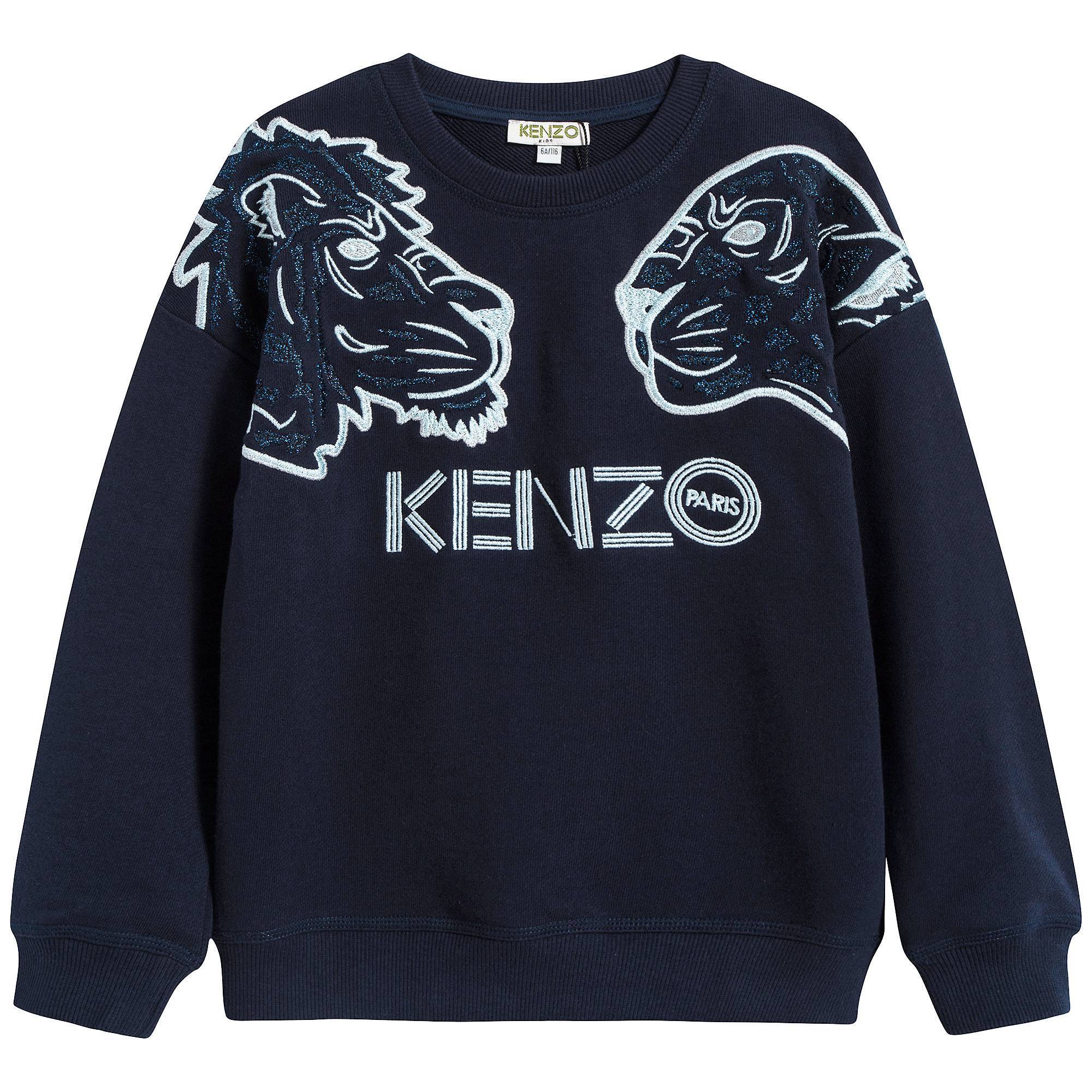 Girls Navy With Tiger Cotton Sweatshirt
