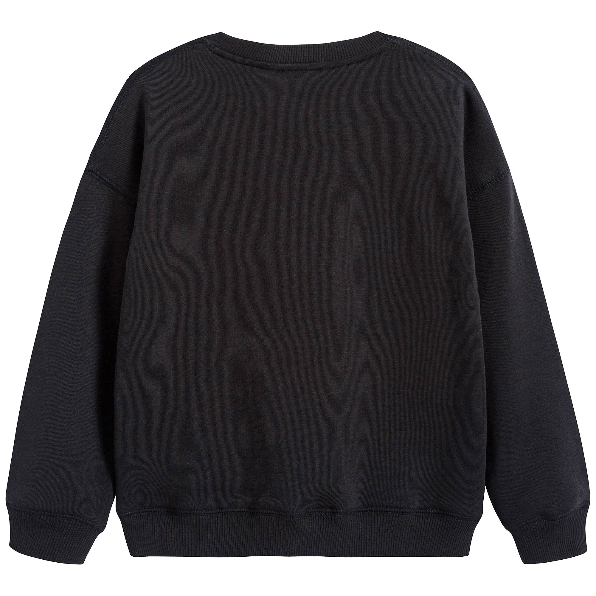 Girls Black Tiger Printed Cotton Sweatshirt