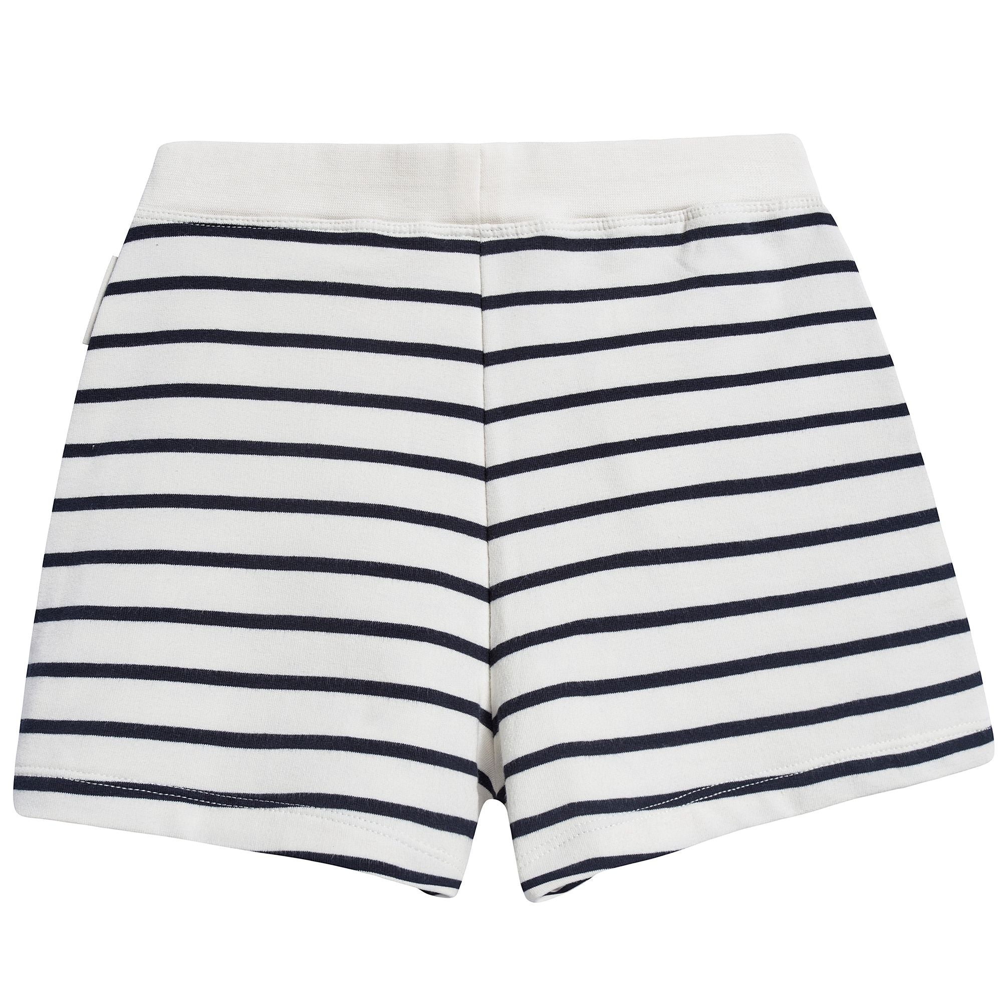 Girls Off White & Navy Small Stripes Shorts