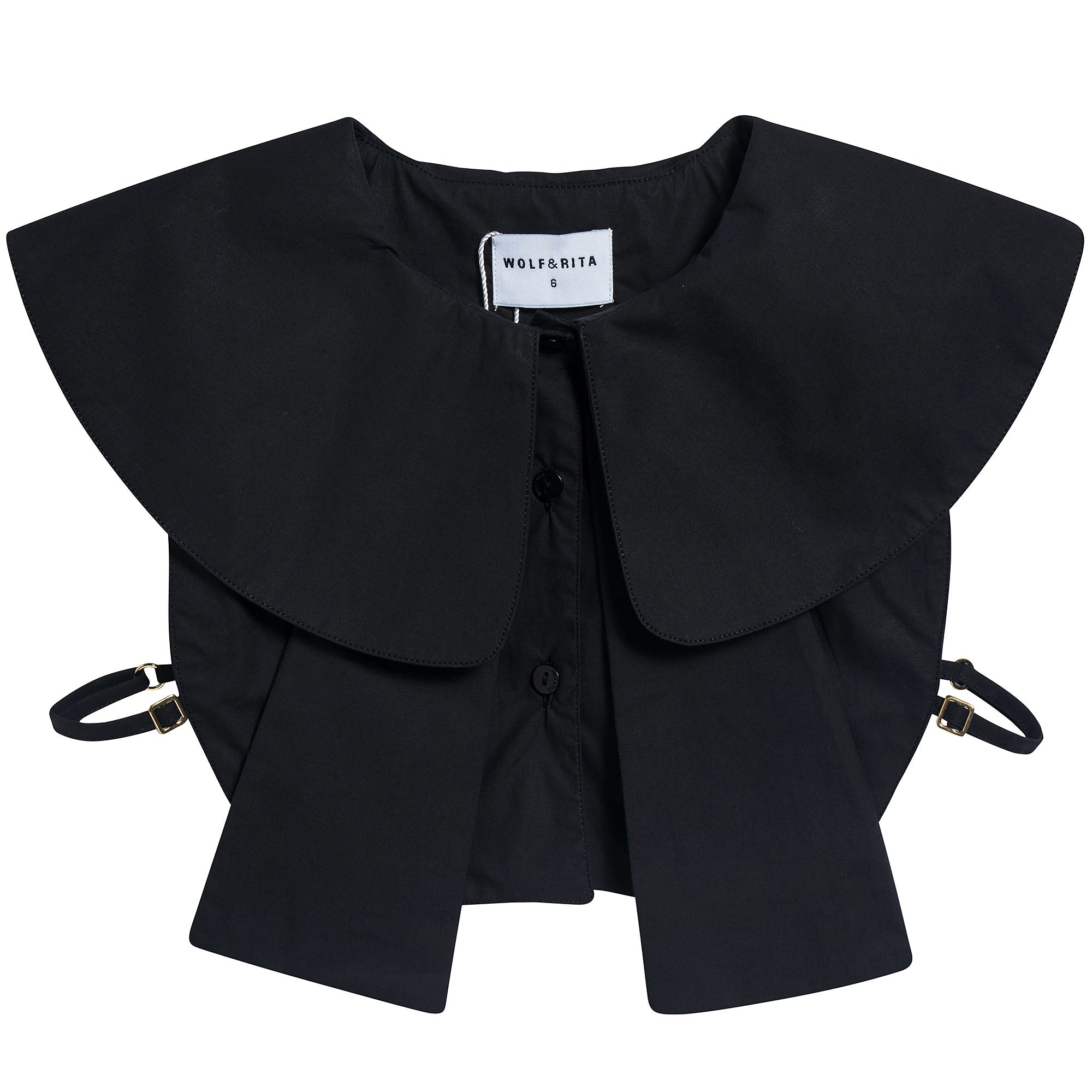 Girls Black Cotton Collar Top
