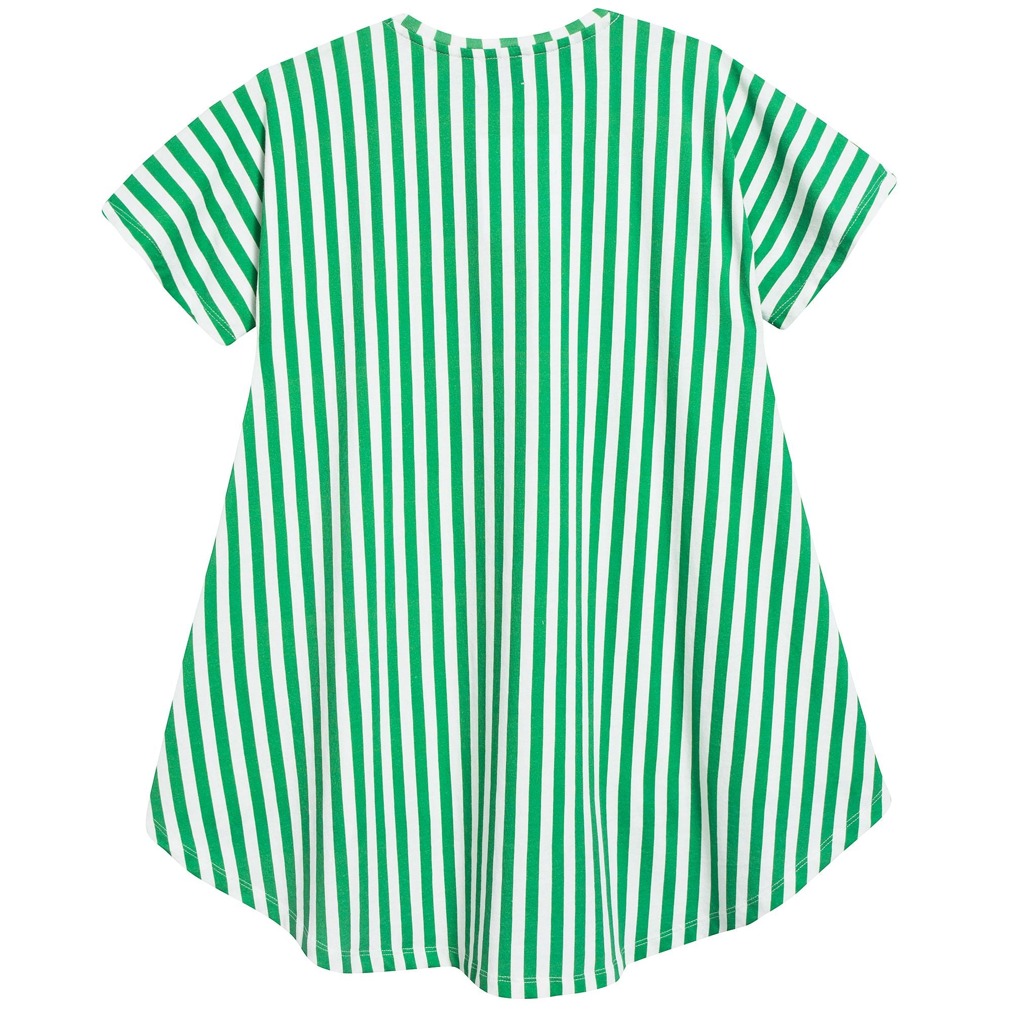 Girls Green Stripes Cotton Dress