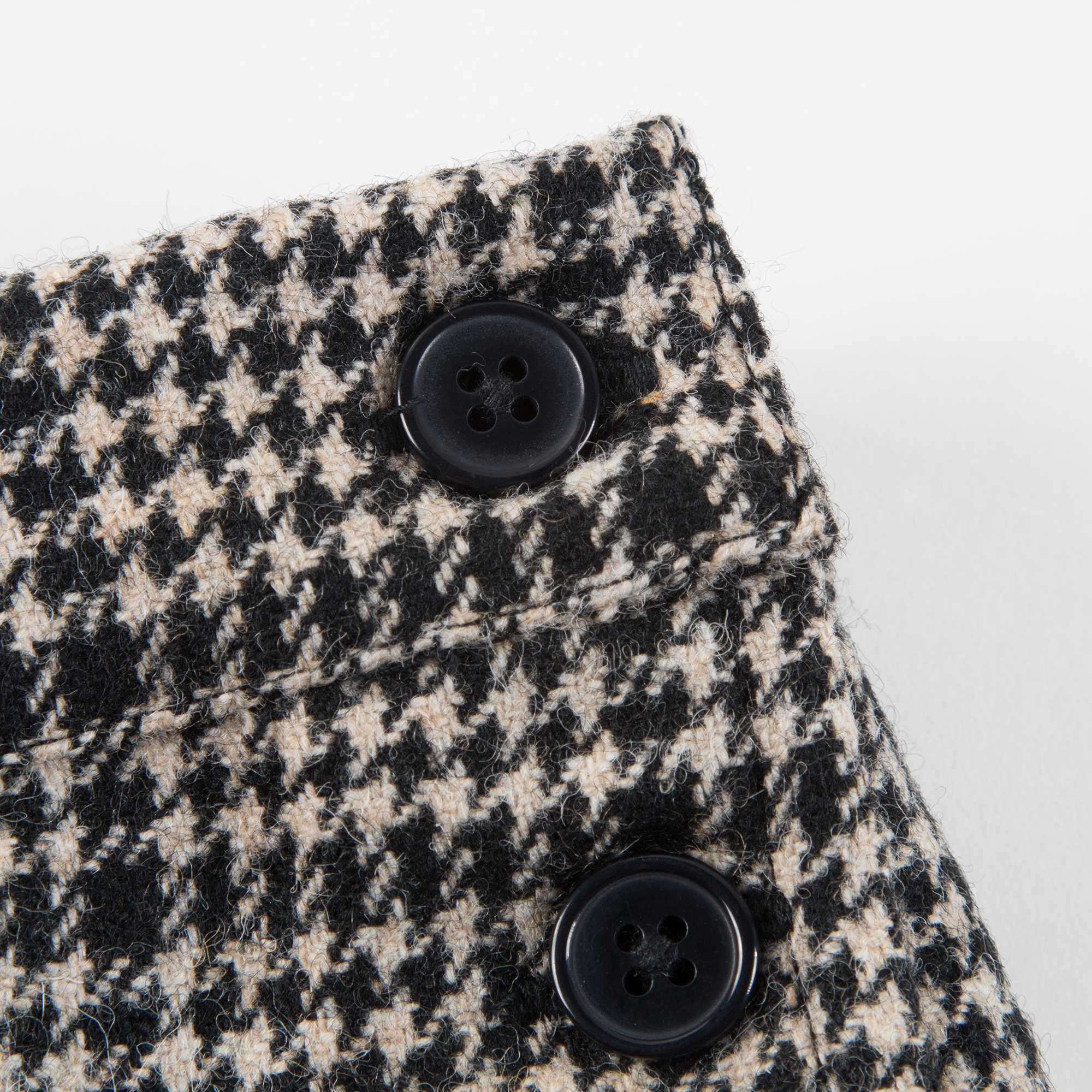Girls Black Check Wool Trousers