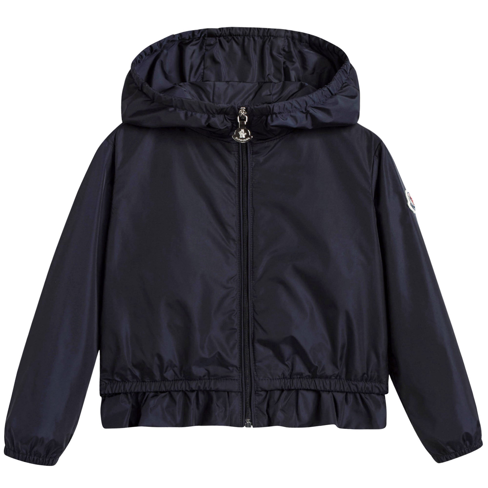 Girls Dark Blue Windbreaker Jacket With Flounces