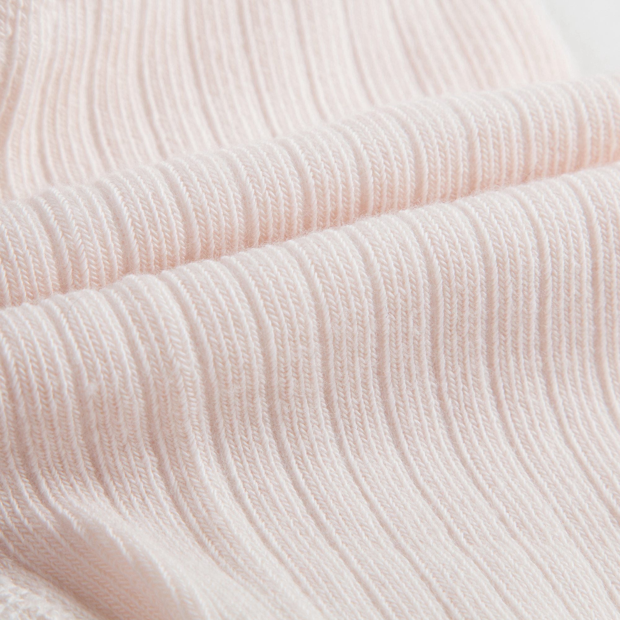 Girls Pale Pink Ribbed Logo Tights