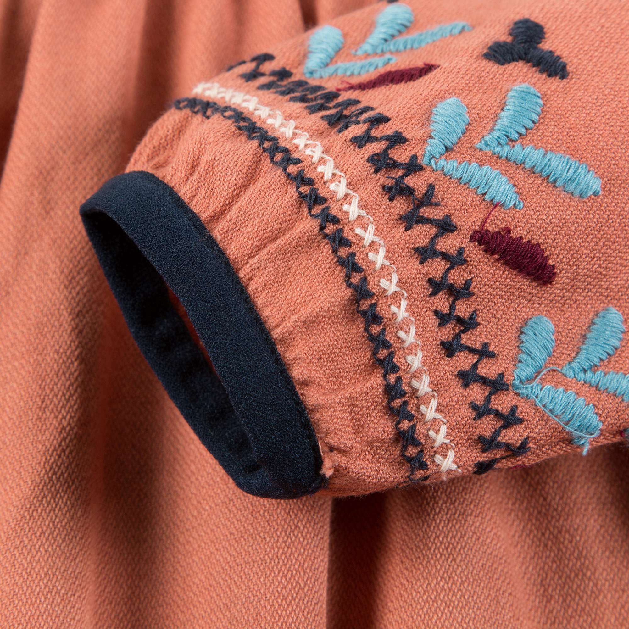 Baby Girls Orange Embroidered Dress