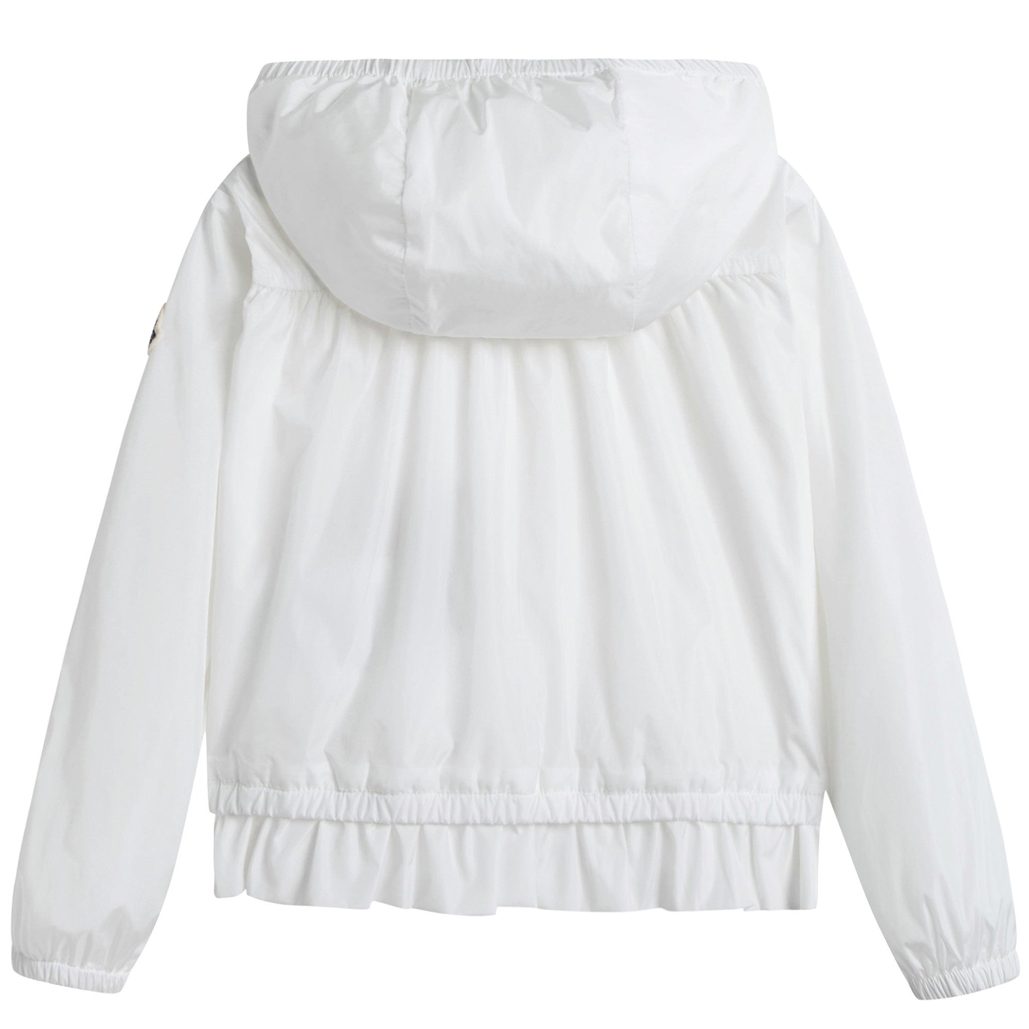 Girls White Windbreaker Jacket With Flounces