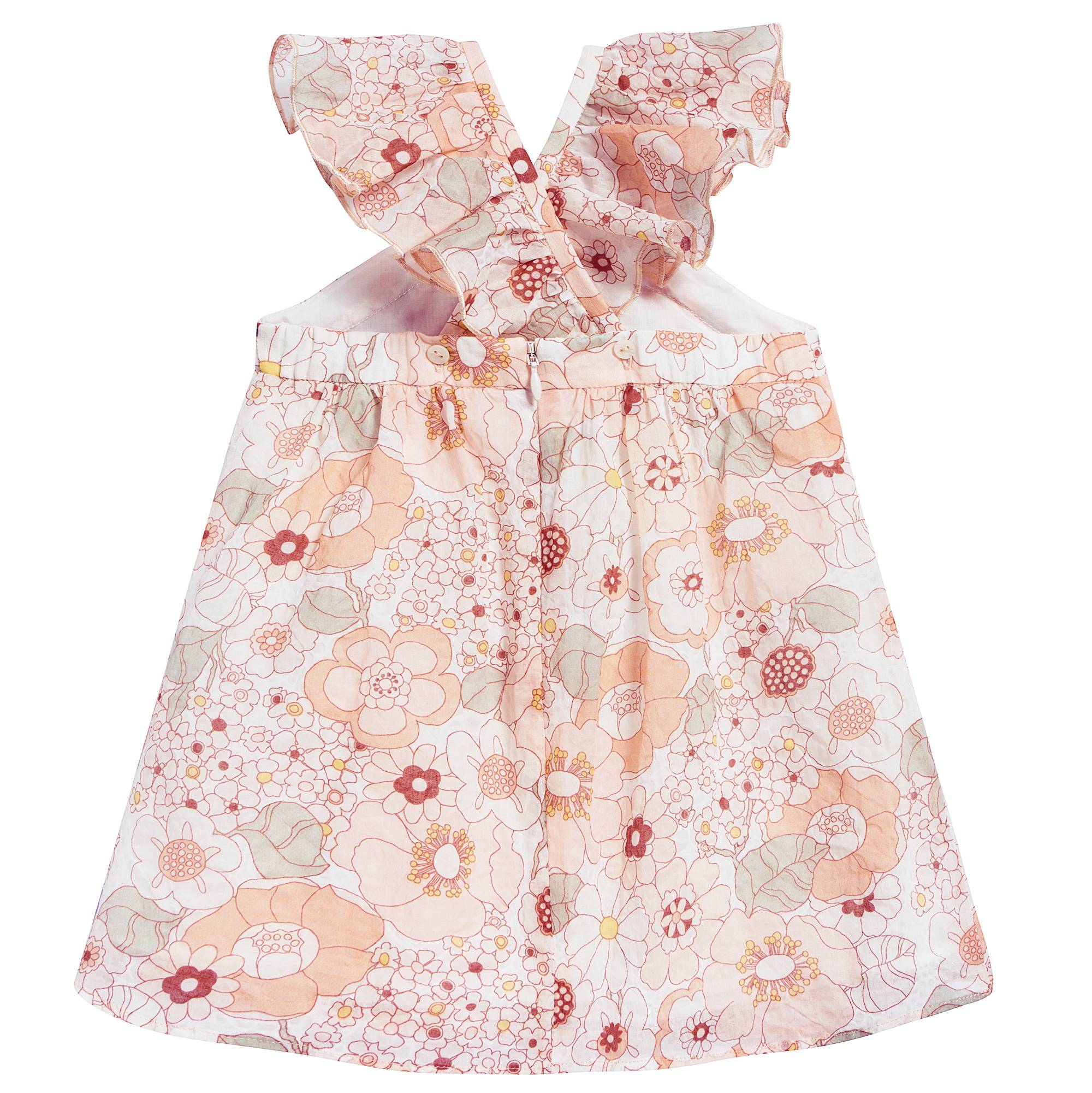Baby Girls Rose Kaki Floral Cotton Dress