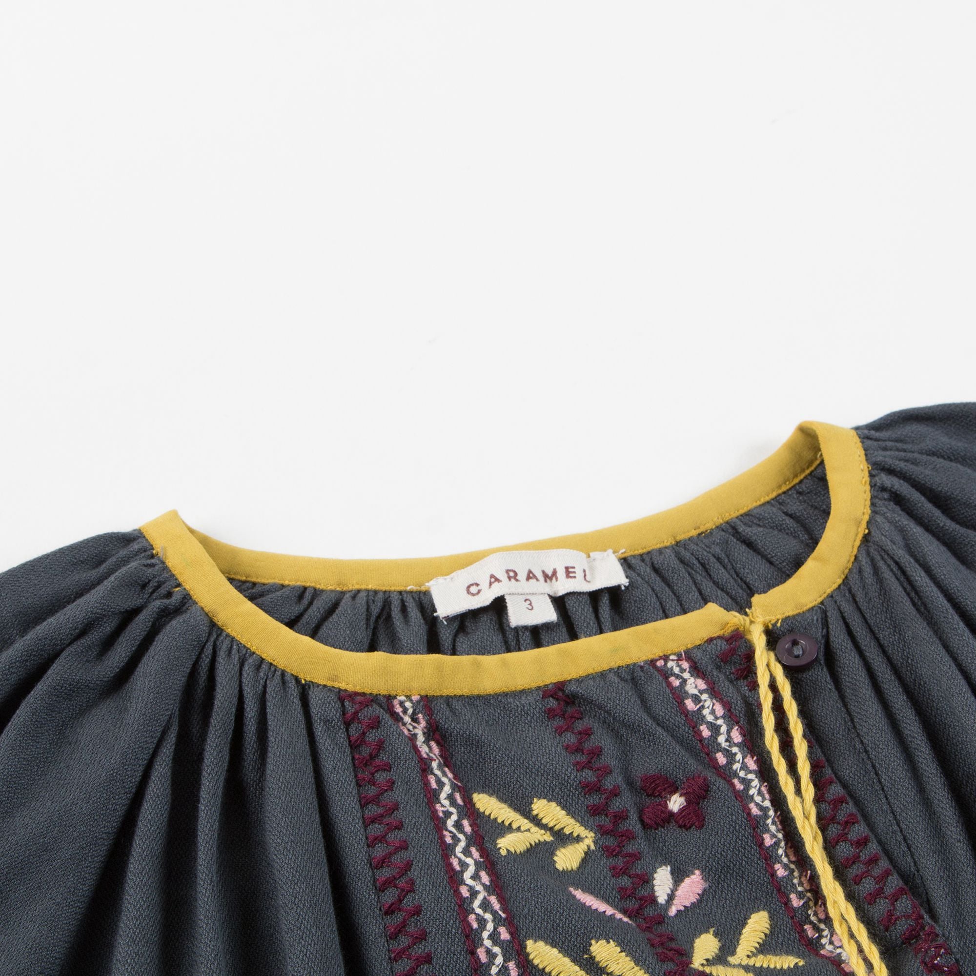 Girls Black Embroidered Dress