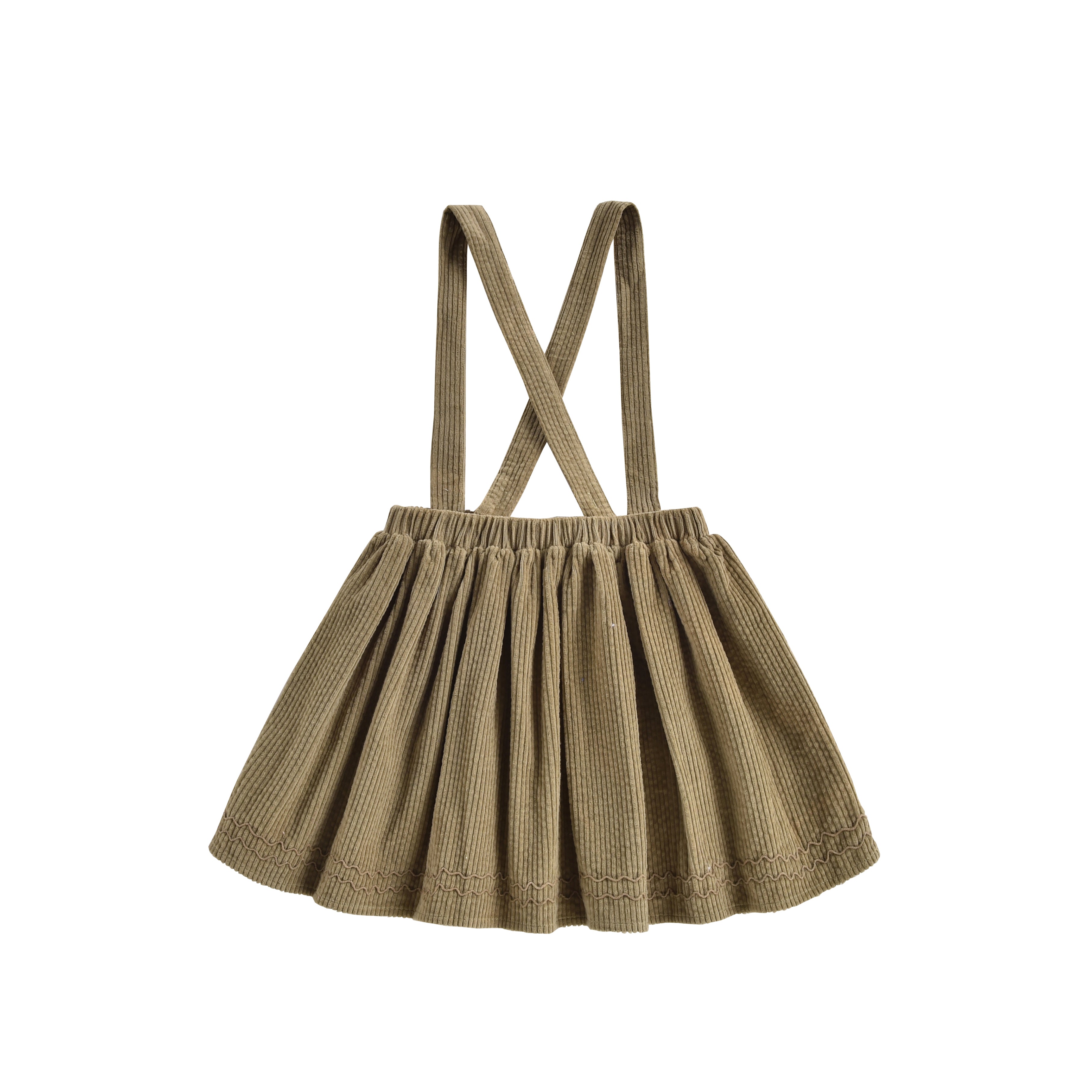 Girls Khaki Velvet Cotton Skirt