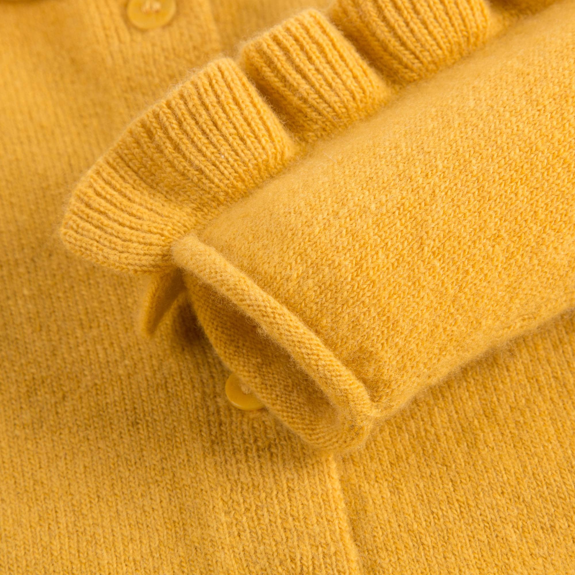 Girls Yellow Knitted Wool Cardigan With Ruffle