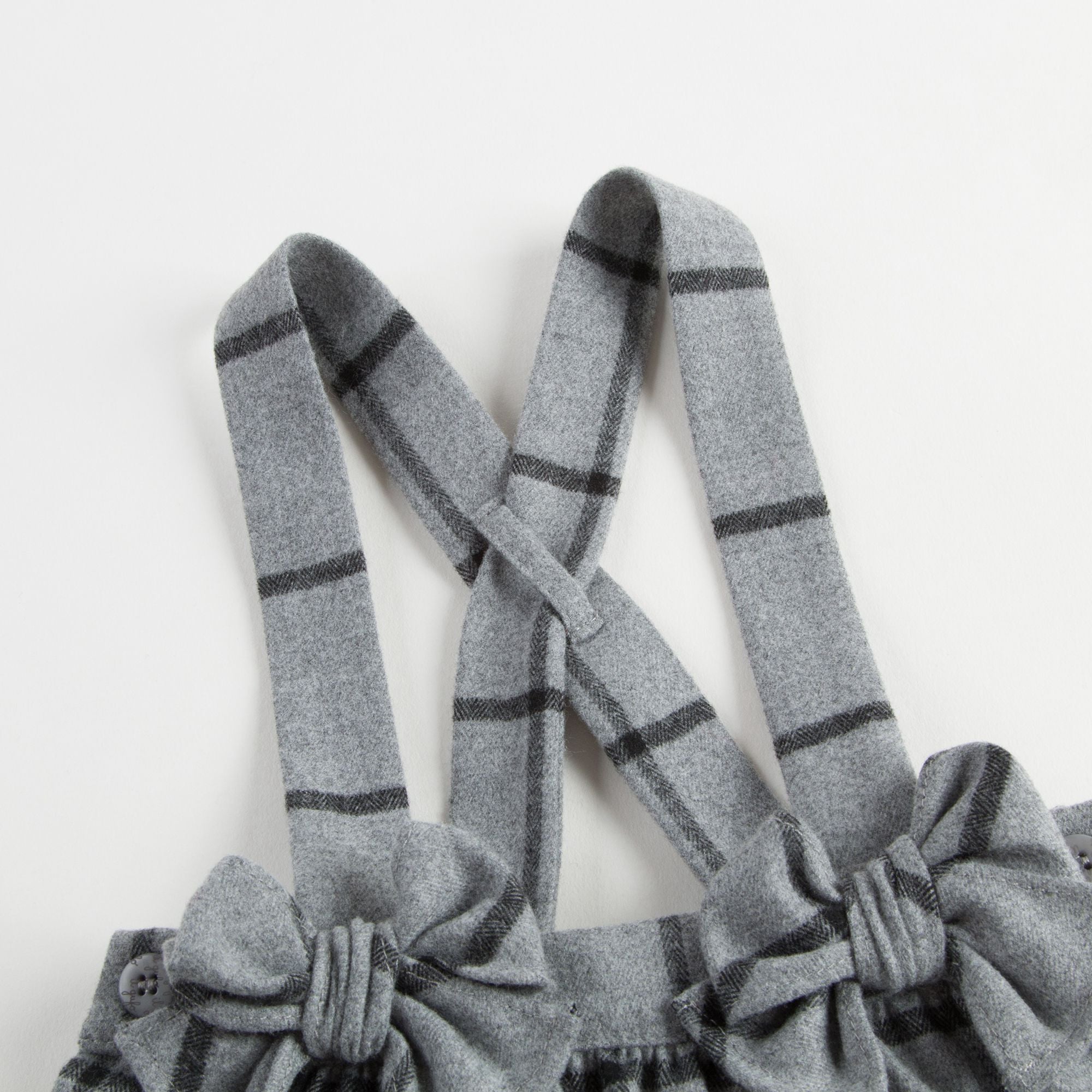 Baby Girls Grey Checked Skirt With Bow