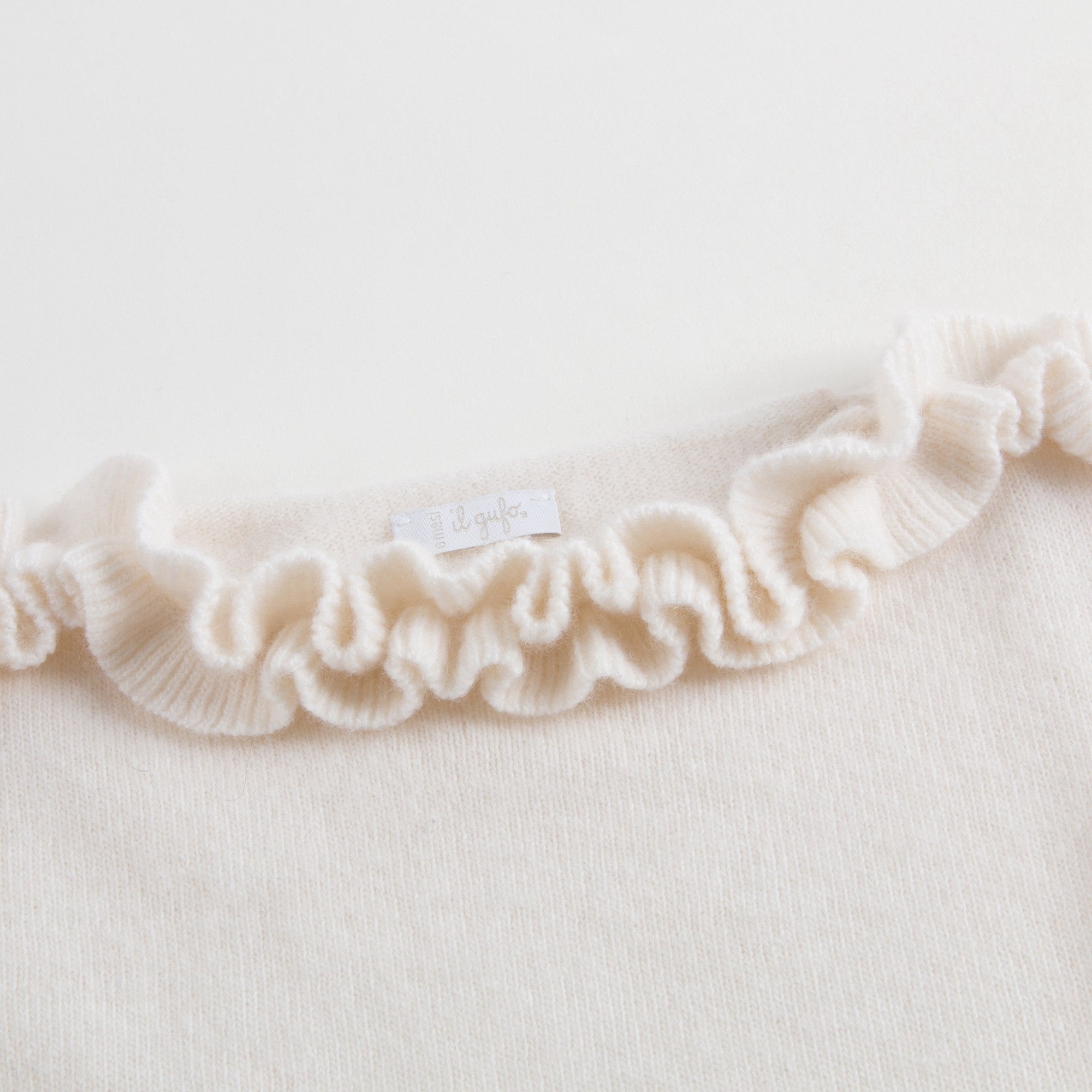 Girls Ivory Wool Sweater with Ruffle
