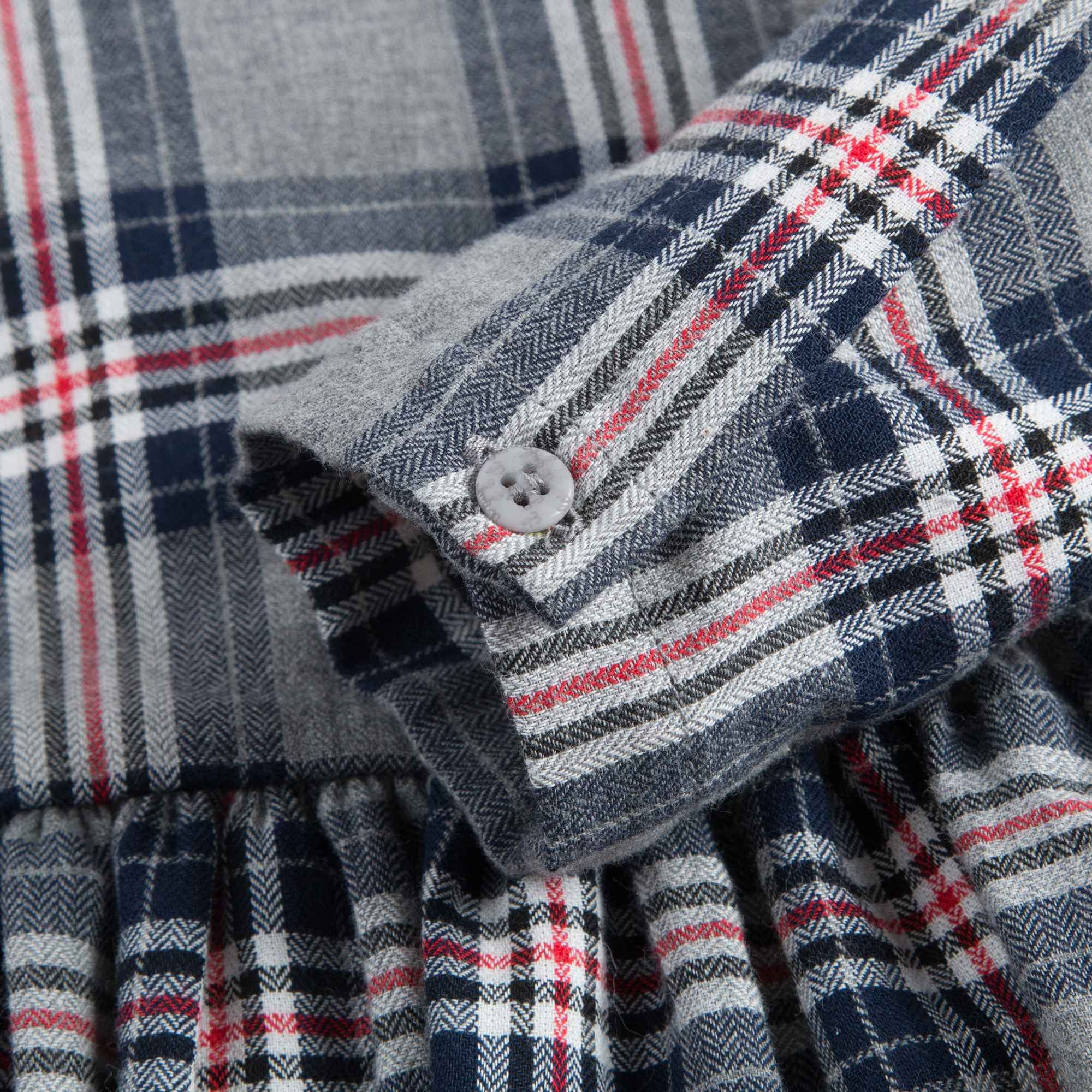 Girls Blue Checked Cotton Shirt With Tie