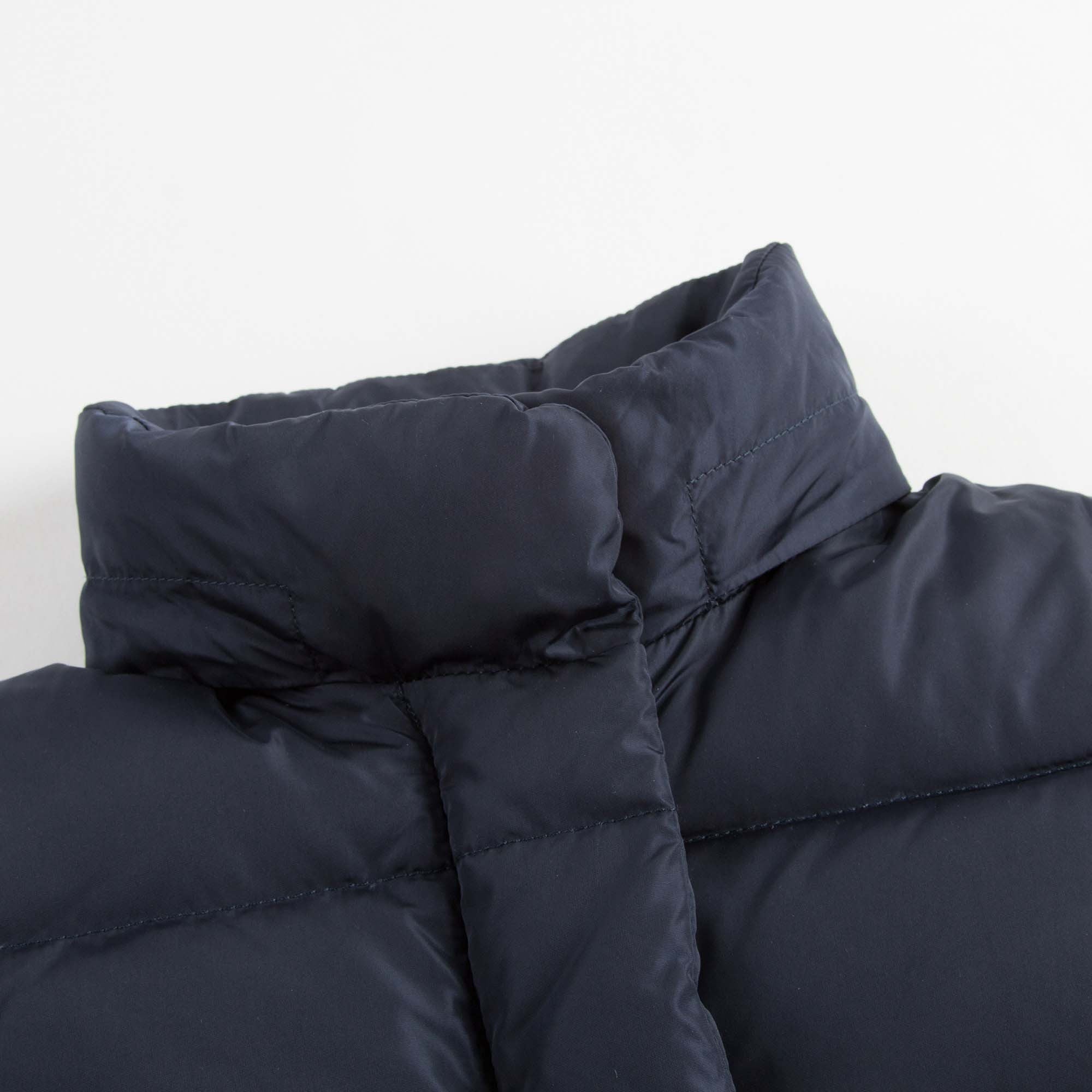 Girls Navy Blue Ruffled Down Padded Jacket