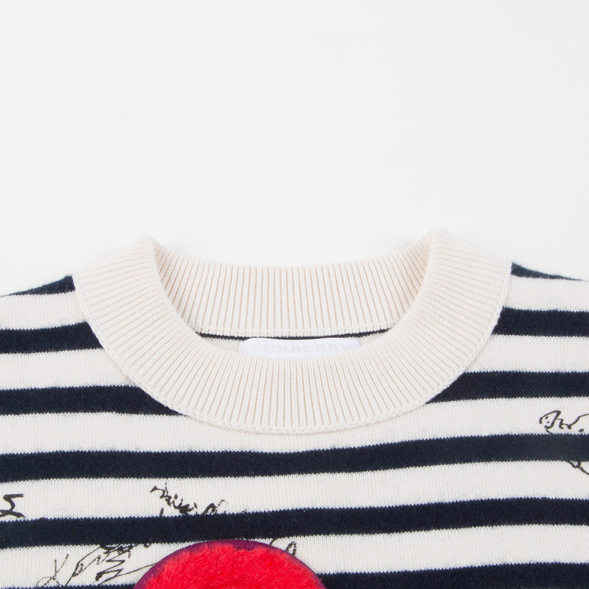 Girls Beige & Black Striped Cotton & Wool Sweater