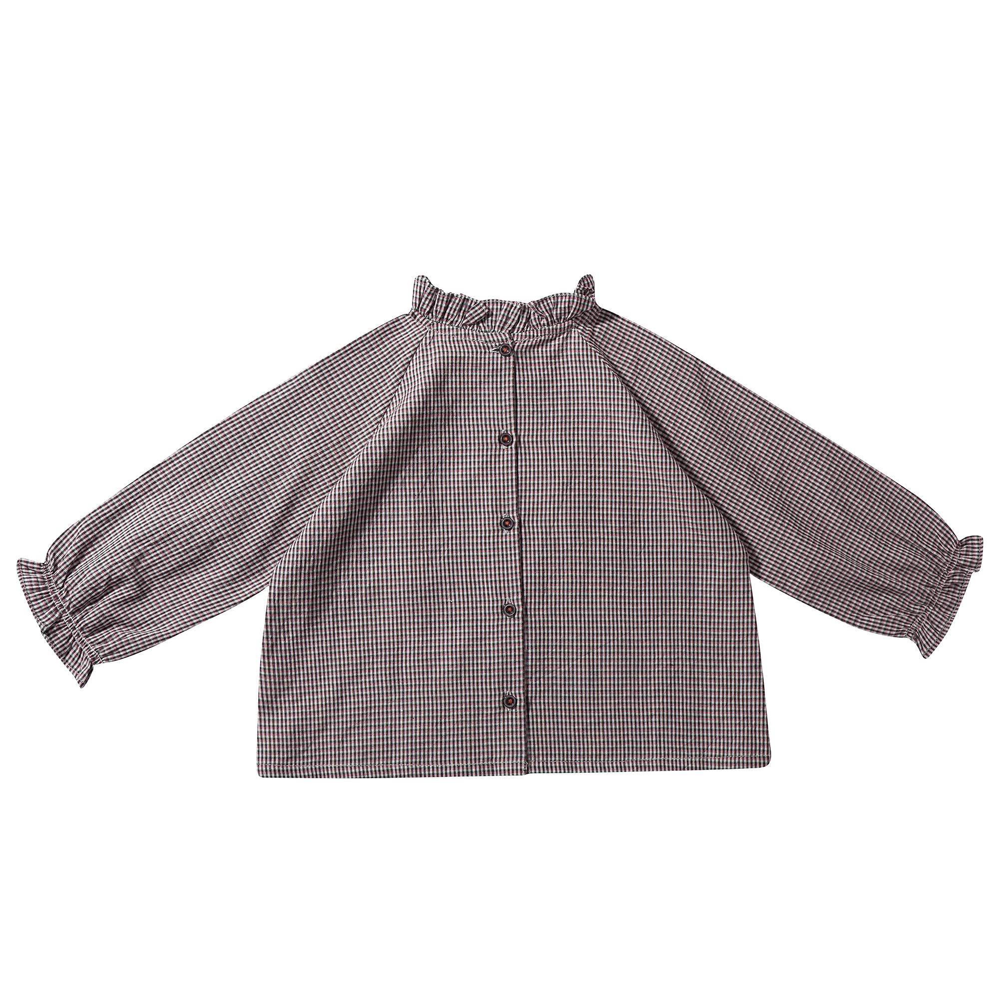 Baby Girls Grey Micro Check Blouse