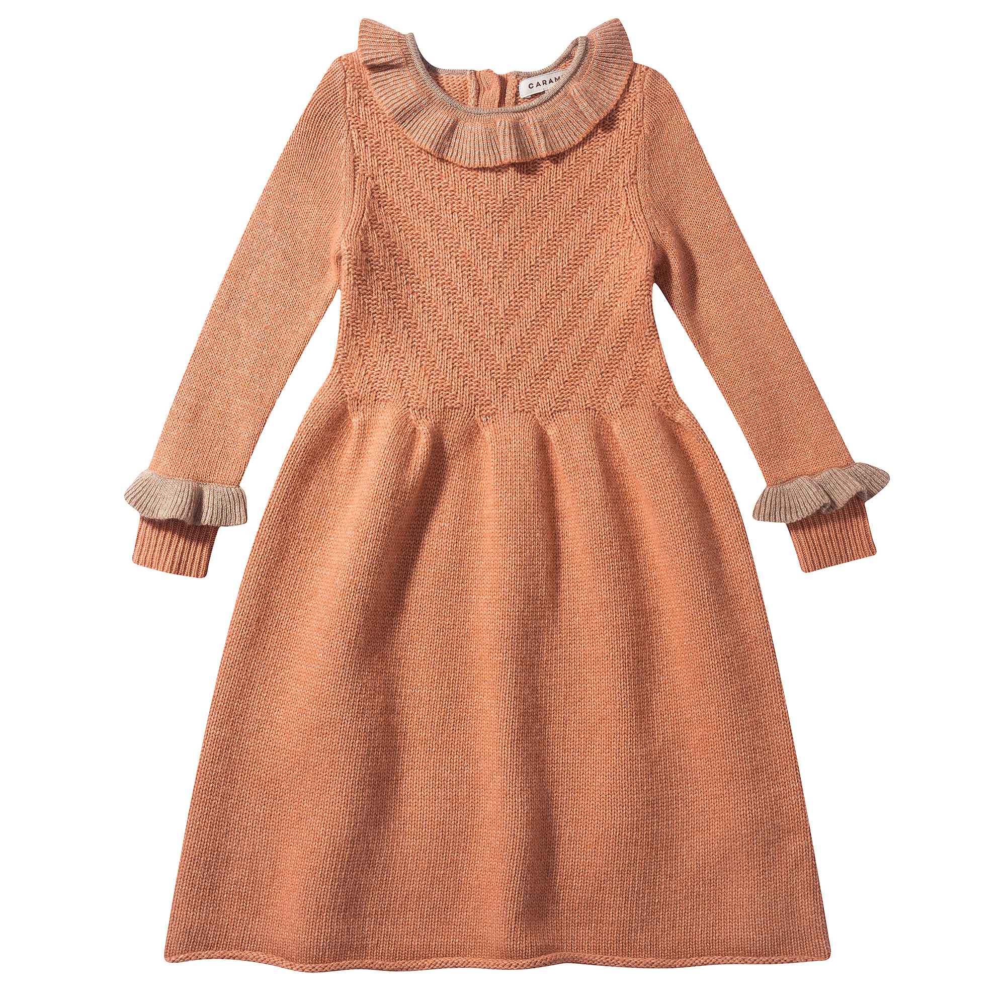 Girls Light Orange Knitted Dress