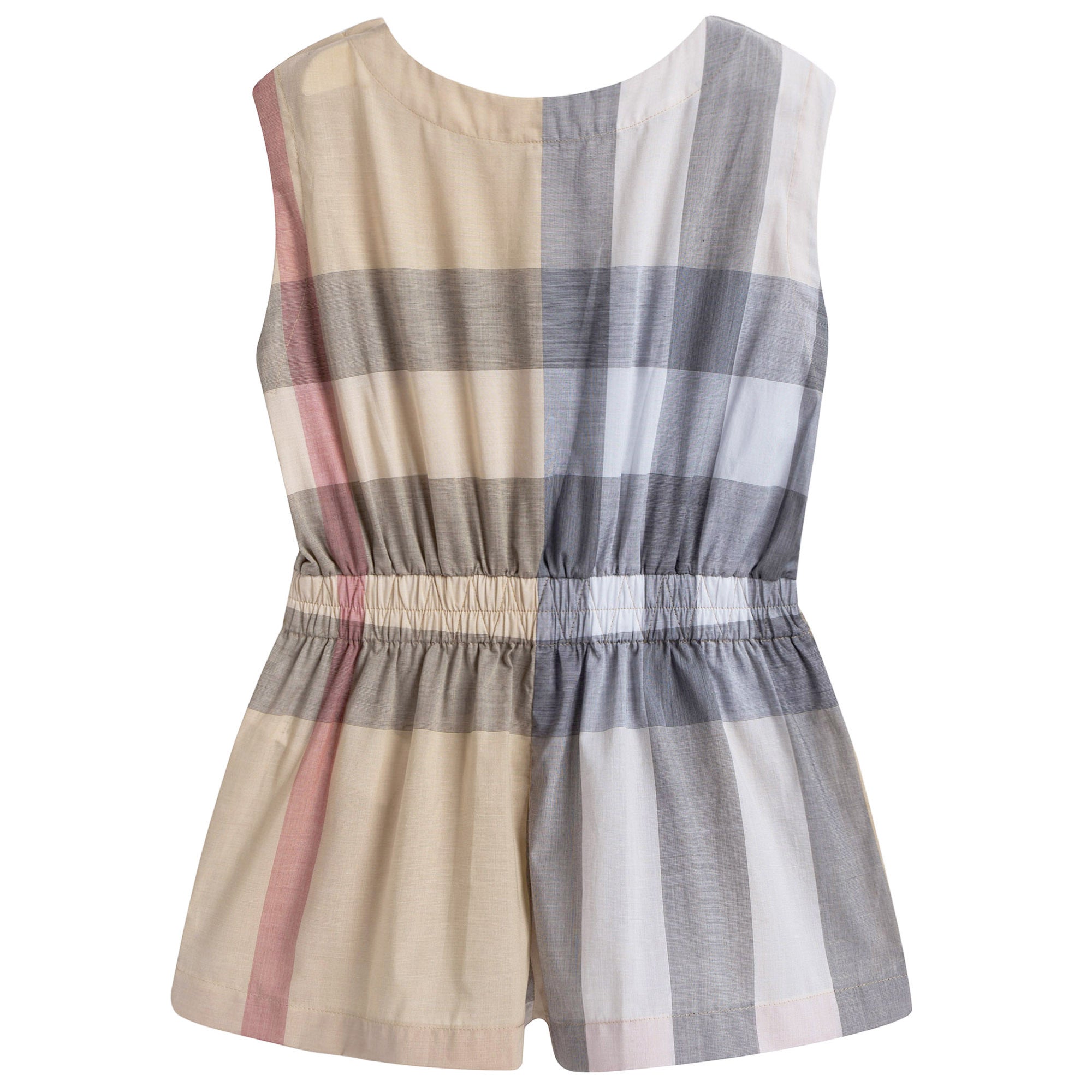 Girls Beige Checked Romper