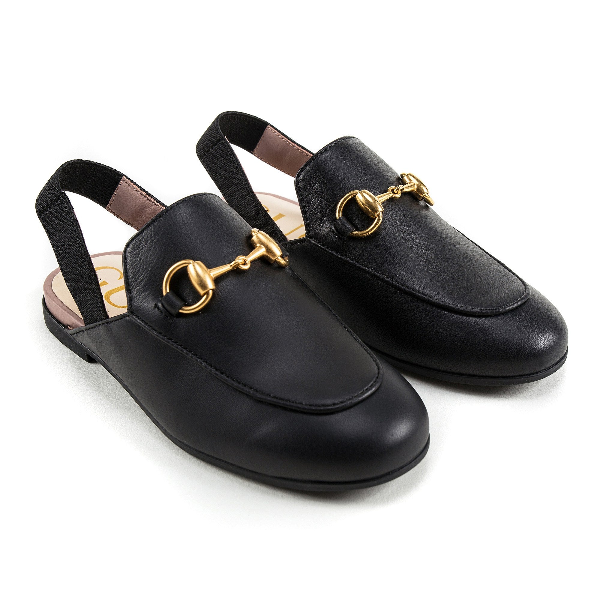 Boys & Girls Black Leather Sandals