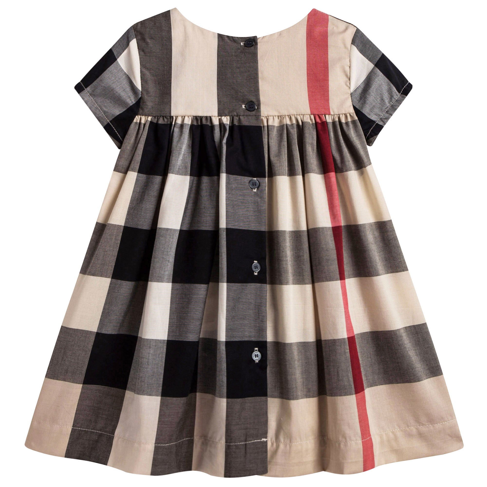 Baby Girls Beige New Classic Checked Cotton Dress