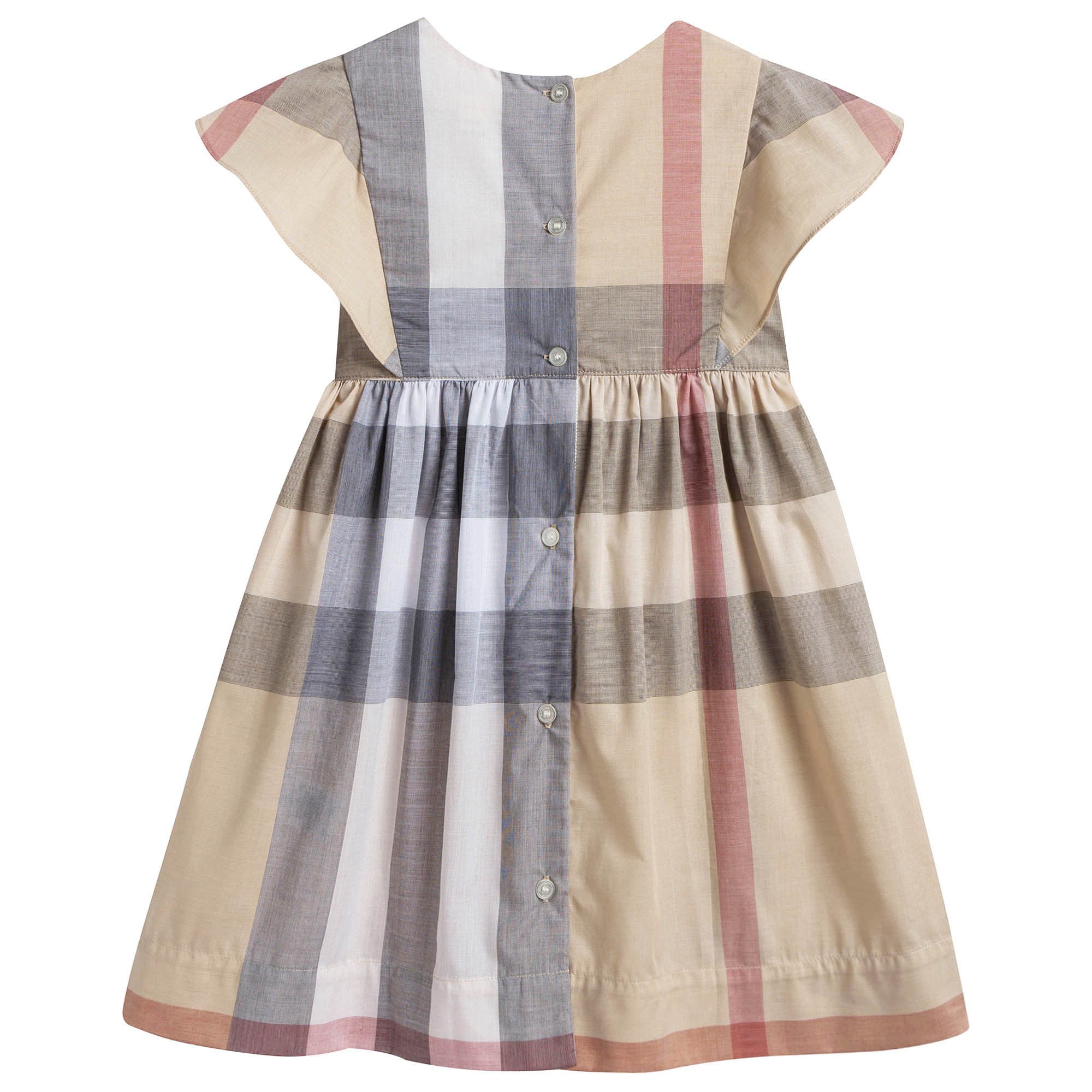 Girls Beige Classic Check Dress