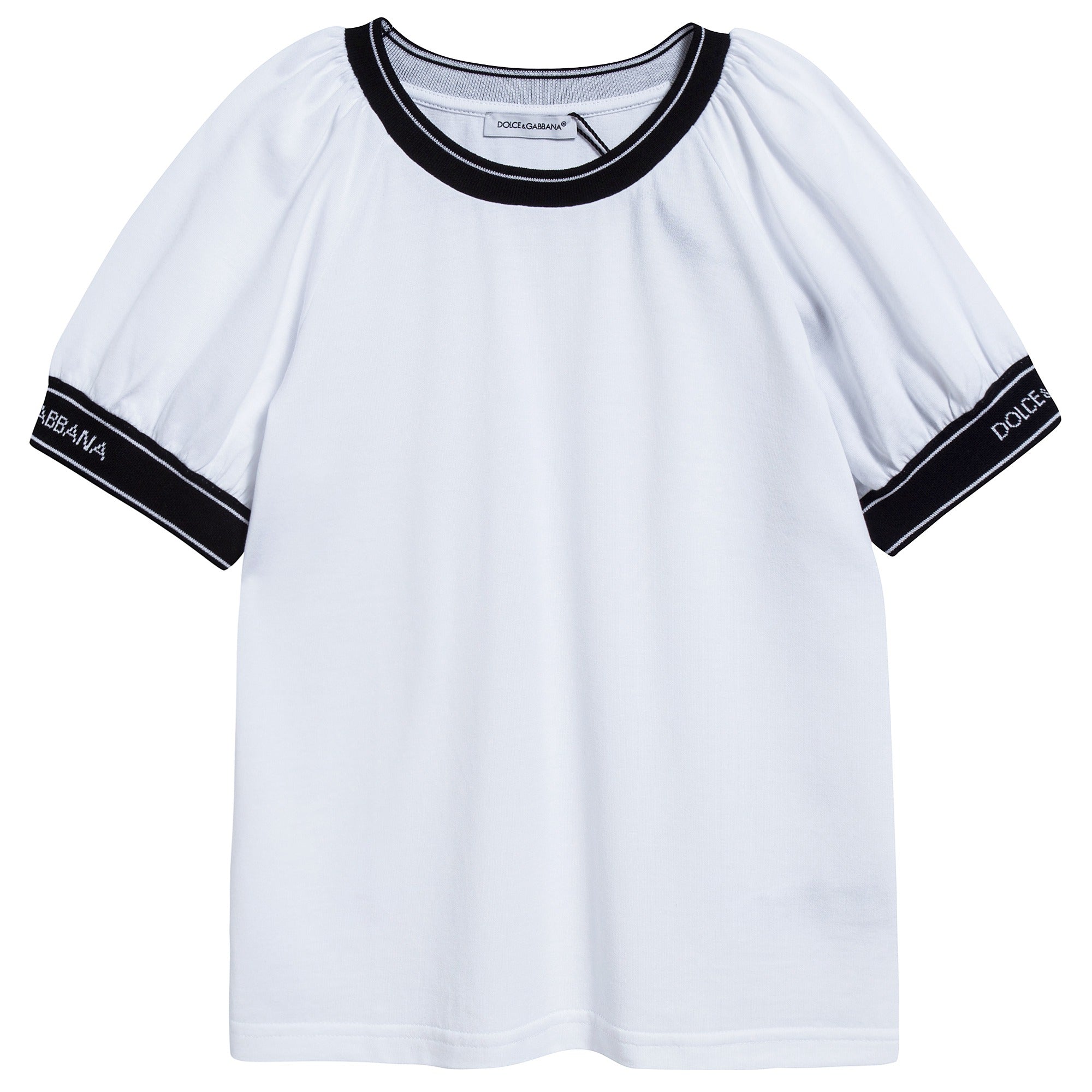 Girls White Logo Cotton T-shirt