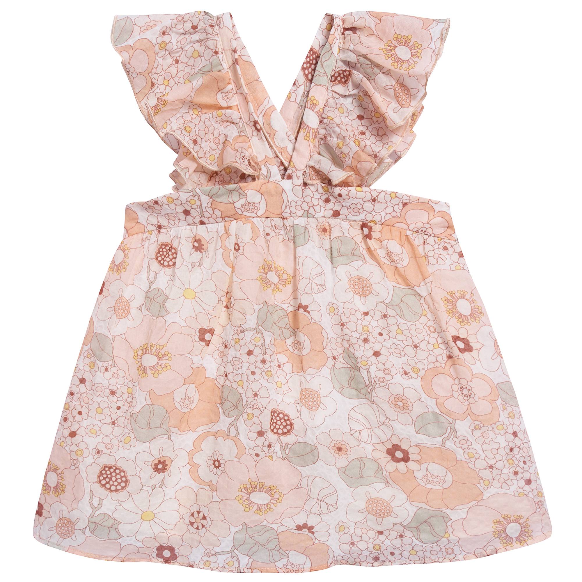 Girls Rose Kaki Floral Cotton Blouse
