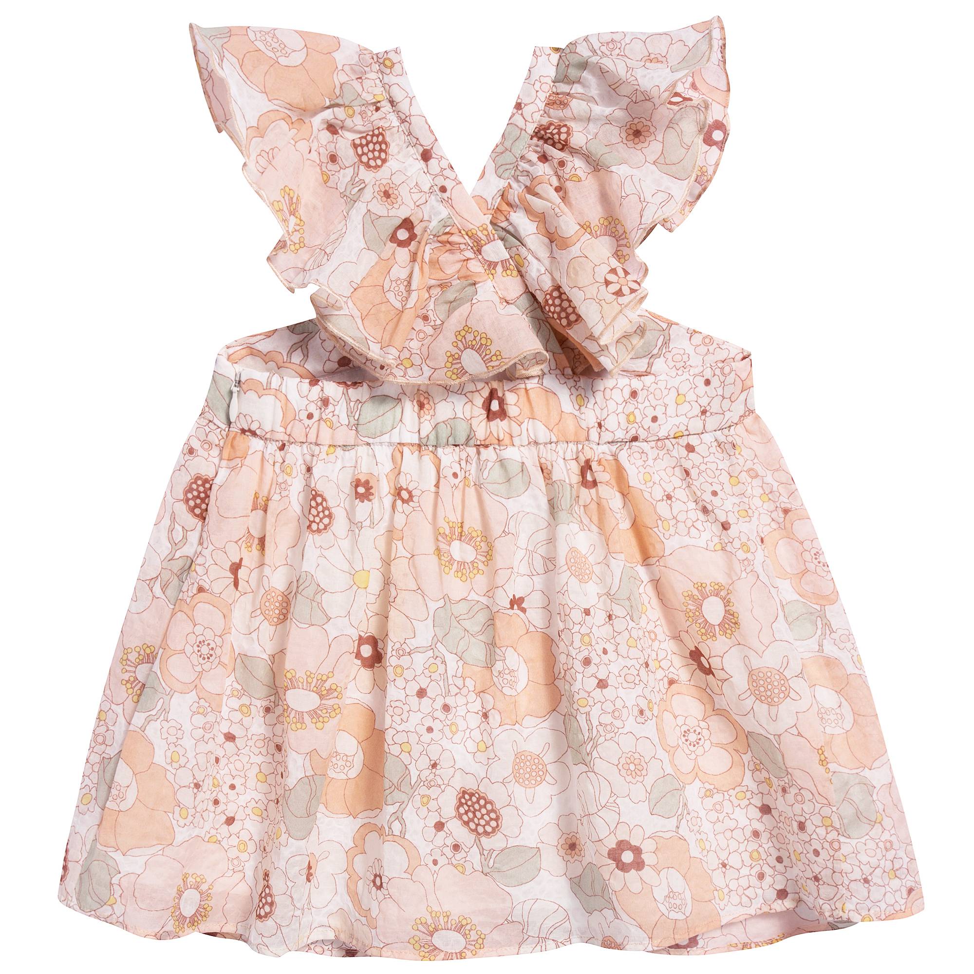 Girls Rose Kaki Floral Cotton Blouse