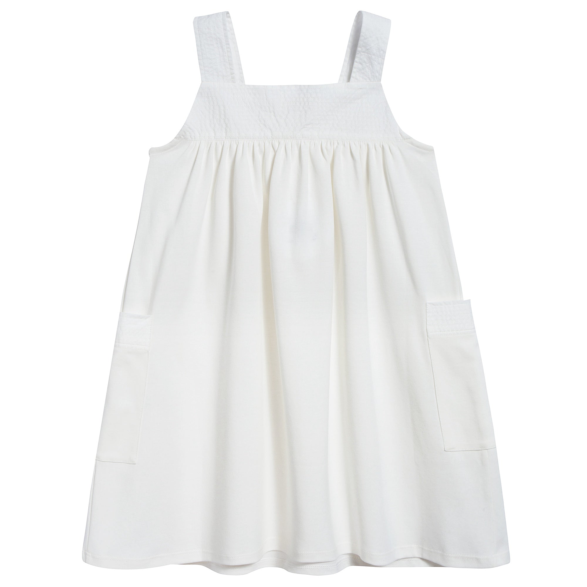 Girls Off White Cotton Dress
