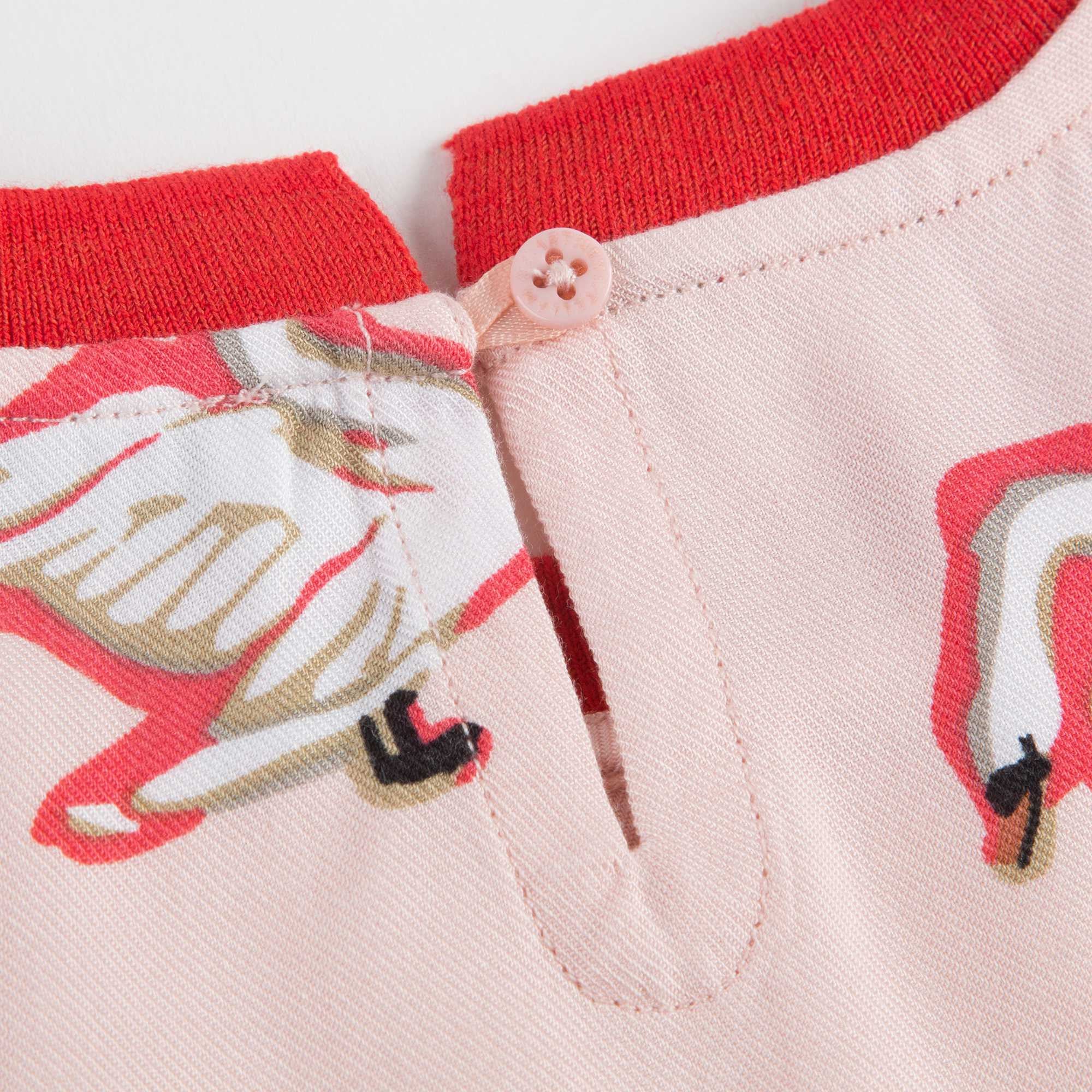 Girls Pink Fleur Swan Printed Top