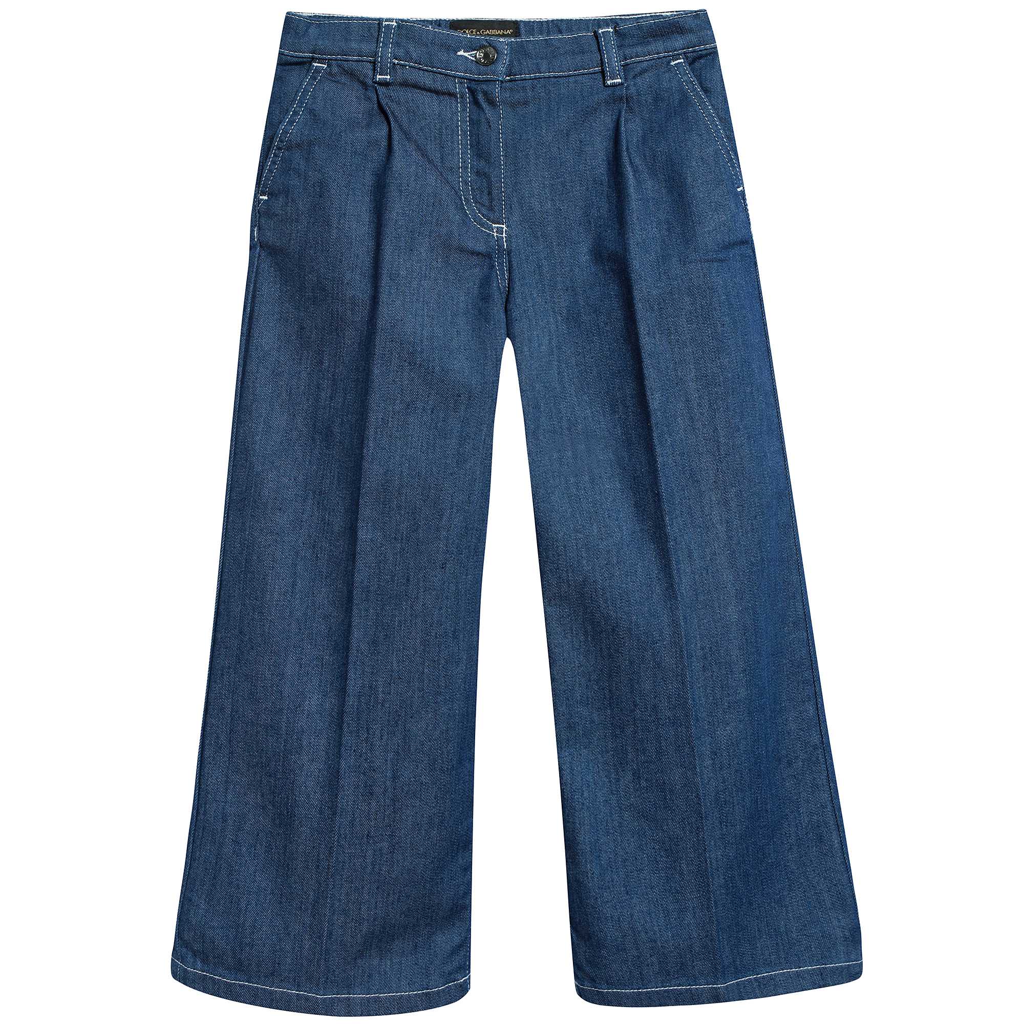 Girls Blue Scurissimo Cotton Broad Leg Pants