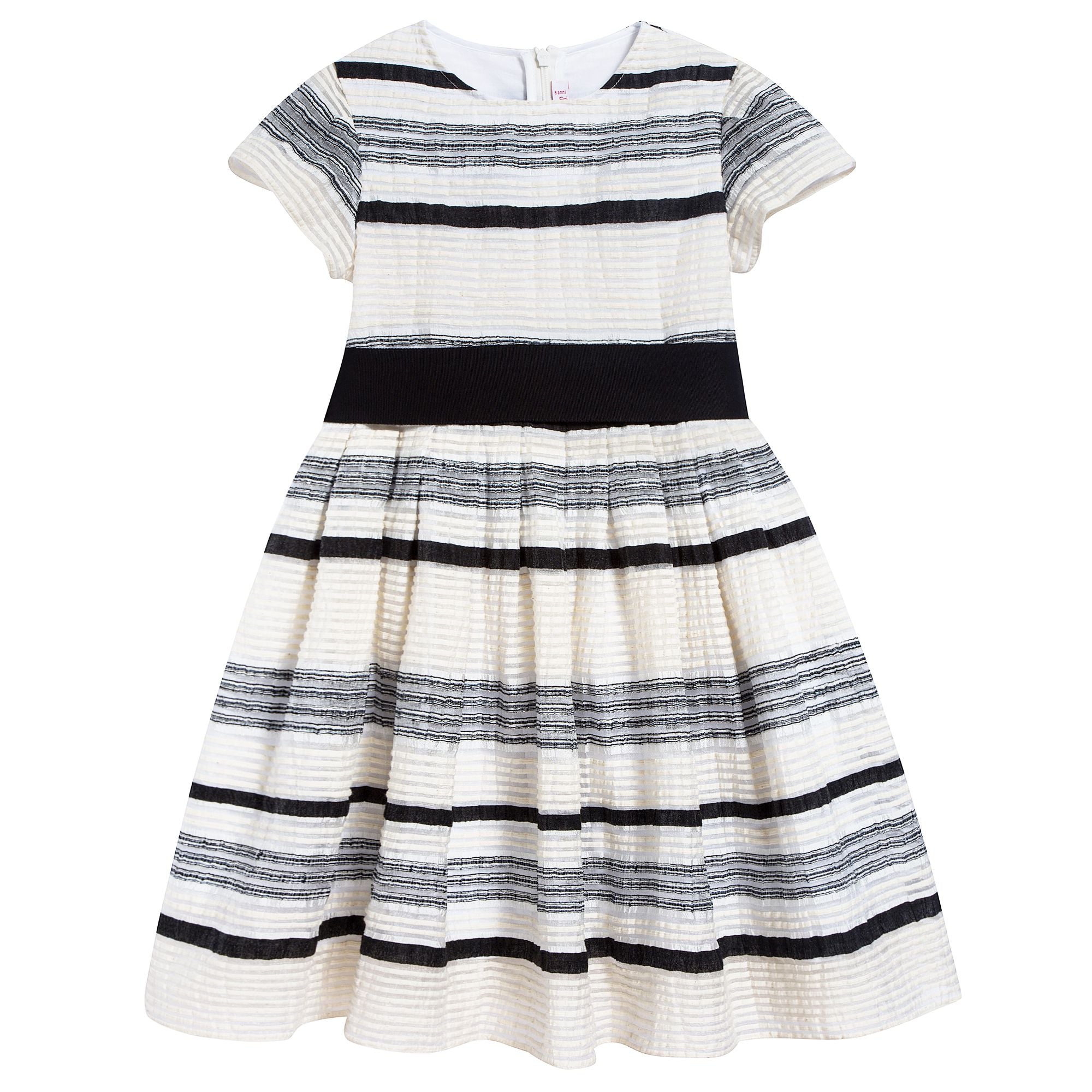 Girls White & Black Stripes Dress