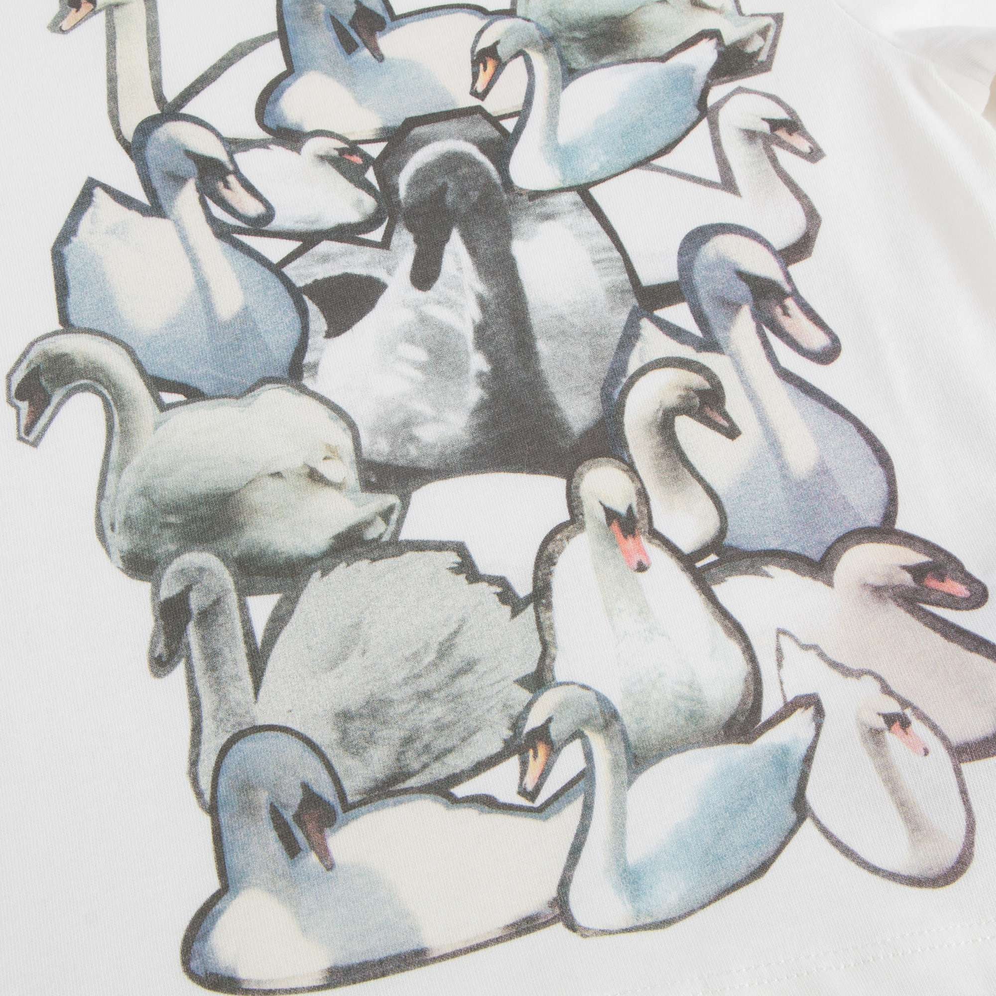Girls Ivory Swan Printed T-shirt