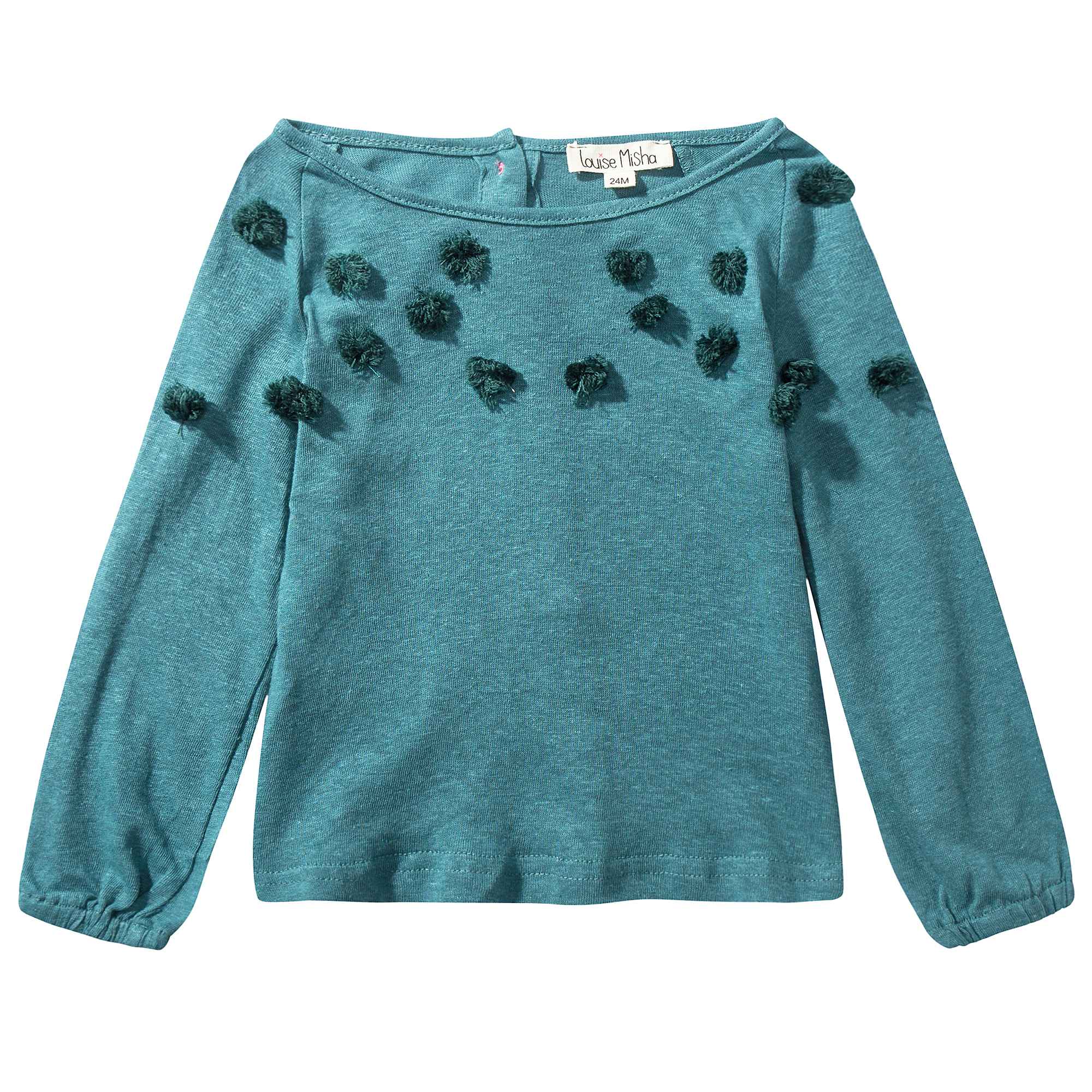 Girls Peacock Blue Cotton T-shirt