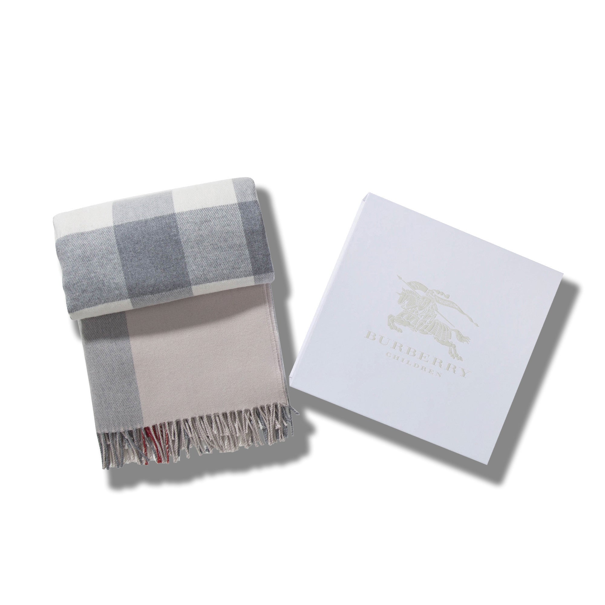 Girls Ivory Check Wool Scarf