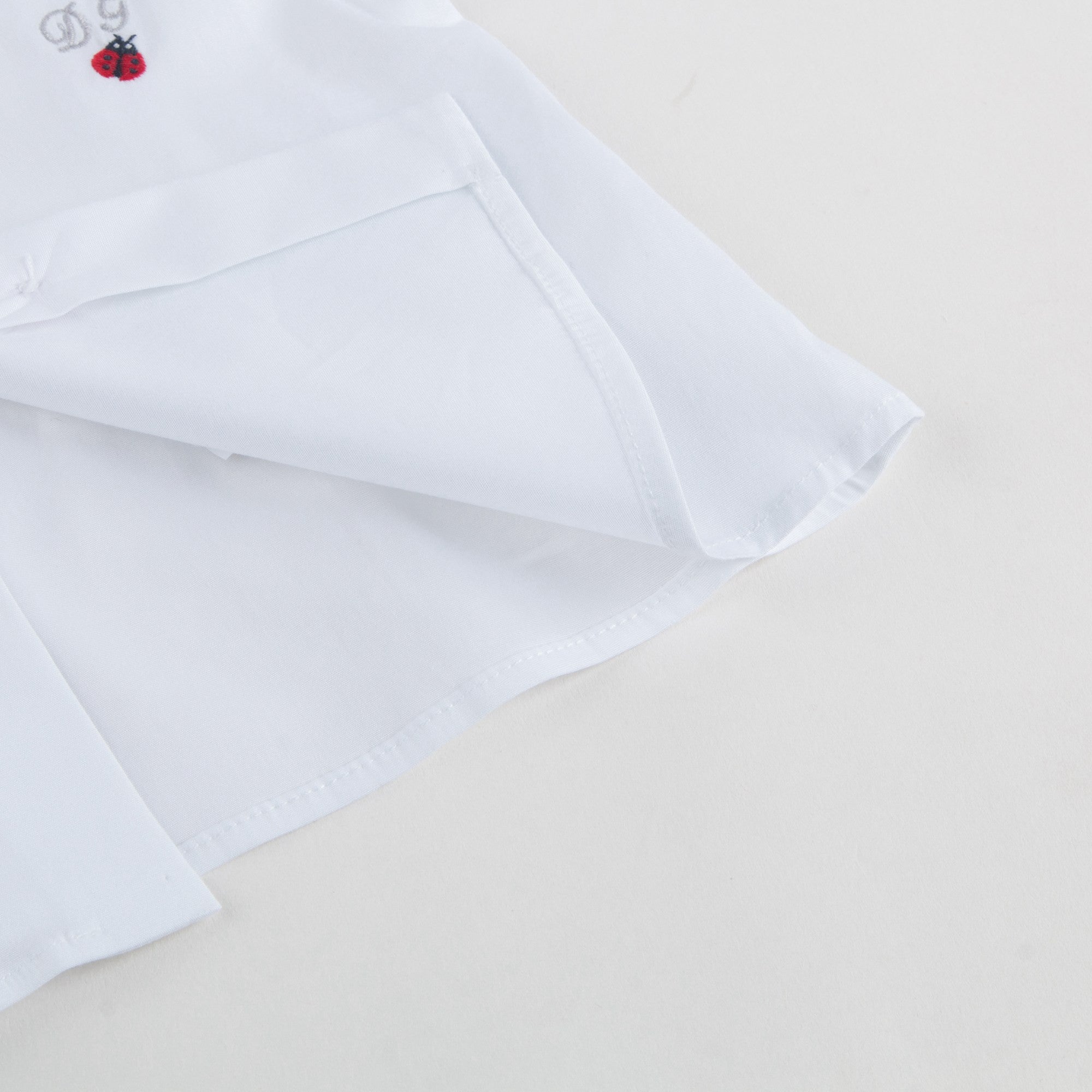 Girls White Cotton Shirt With Heart Trim