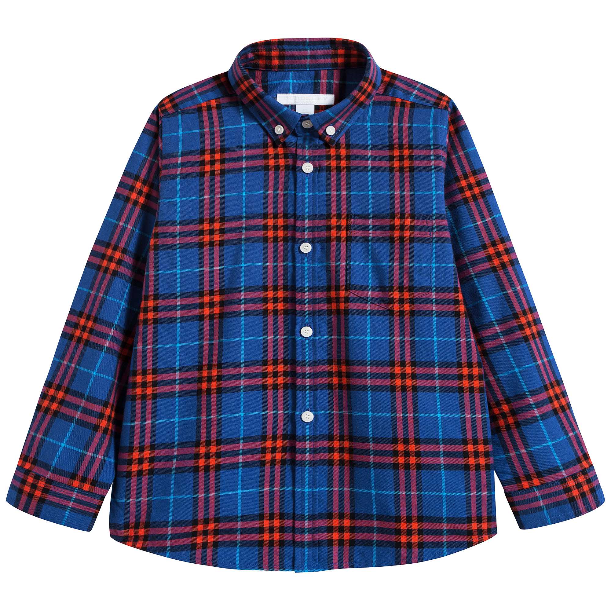 Boys Blue Check Cotton Polo Shirt