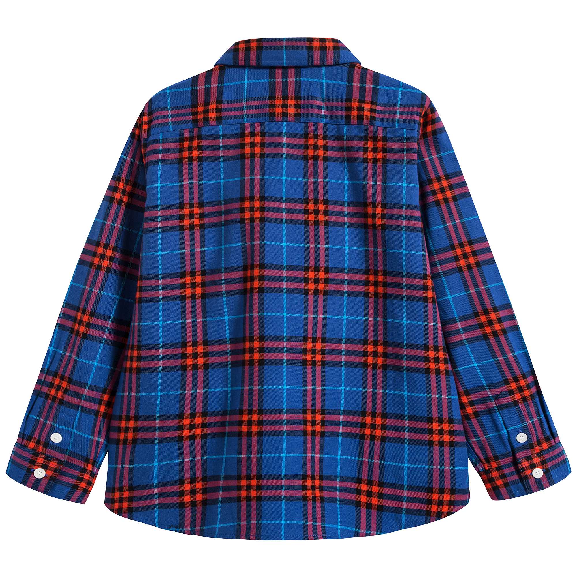 Boys Blue Check Cotton Polo Shirt