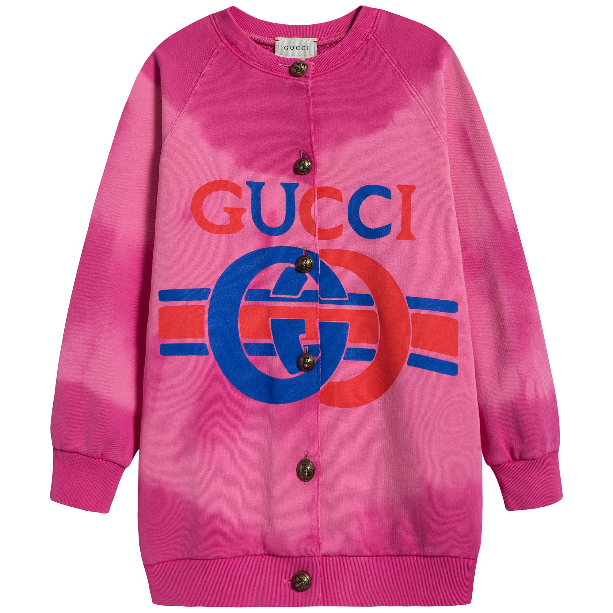 Girls Bright Pink Logo Cotton Cardigan