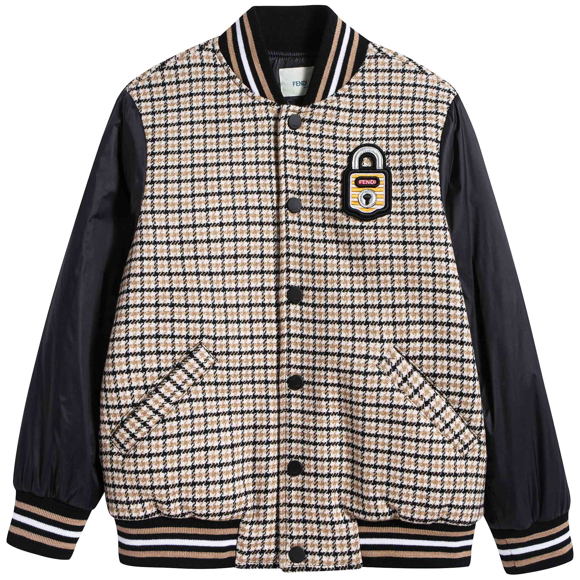 Boys Black Check Coat