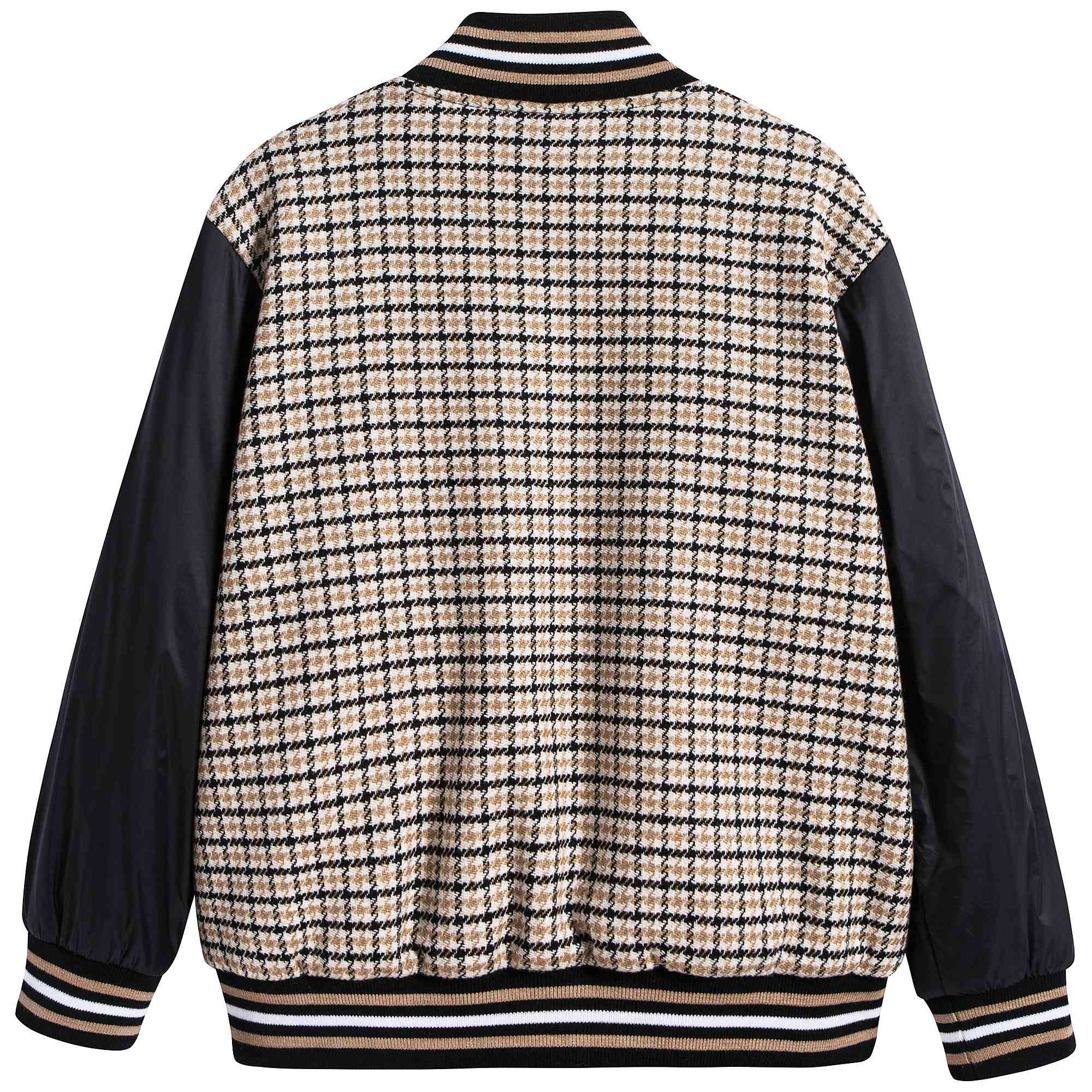 Boys Black Check Coat