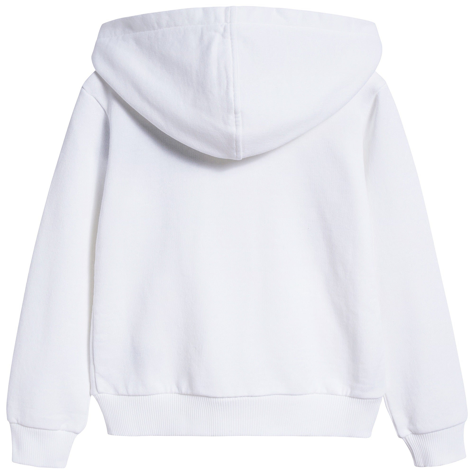 Girls White Love Cotton Zip-up Top