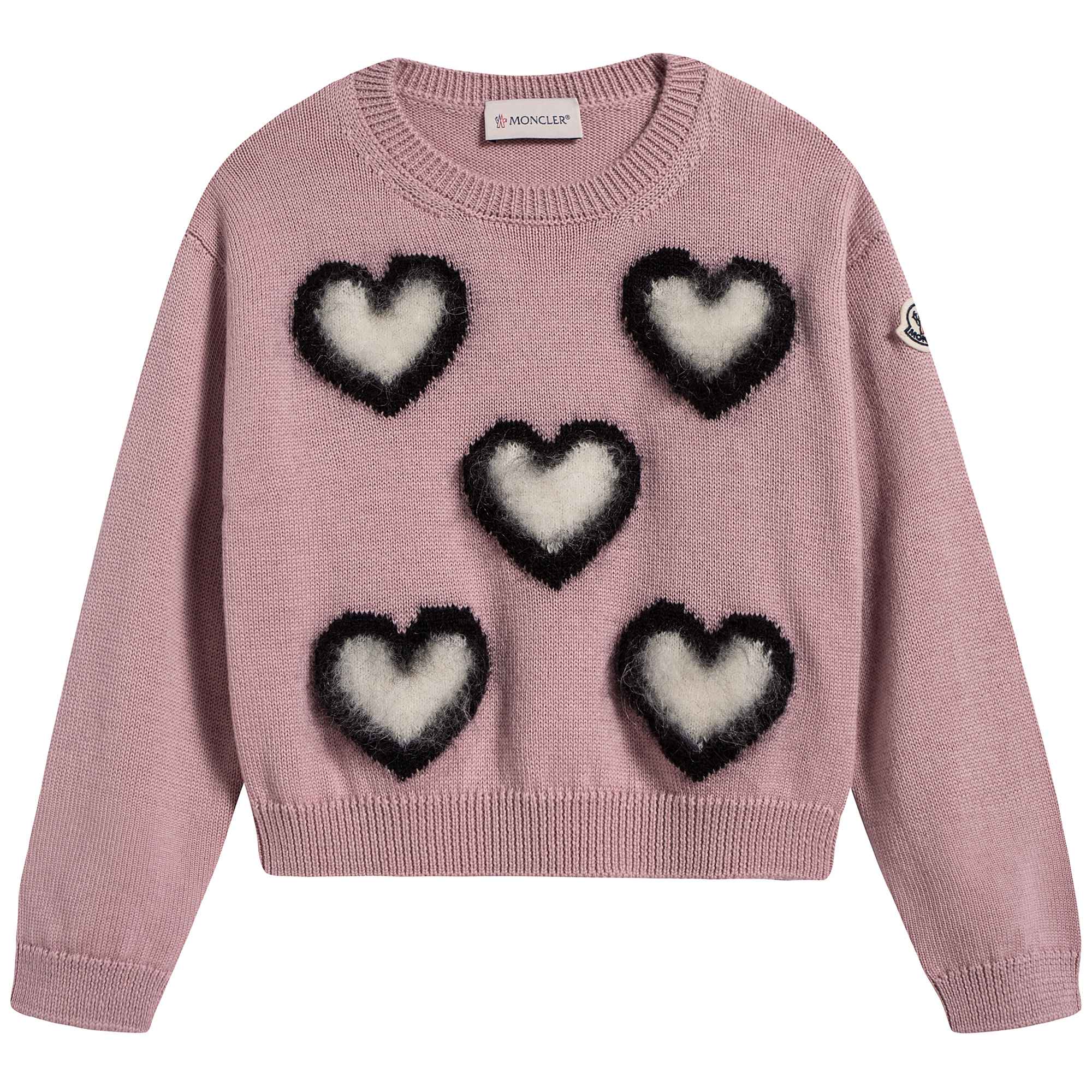 Girls Pink Heart Wool Sweater