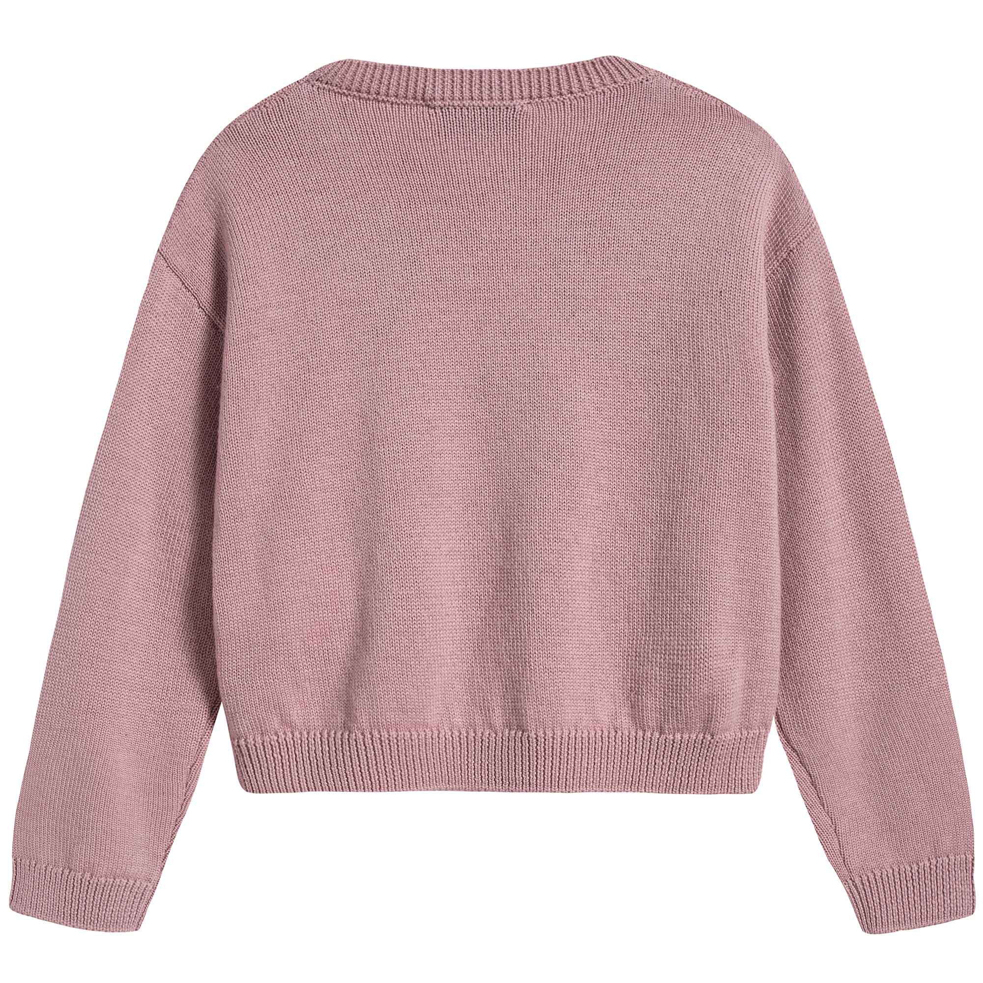 Girls Pink Heart Wool Sweater
