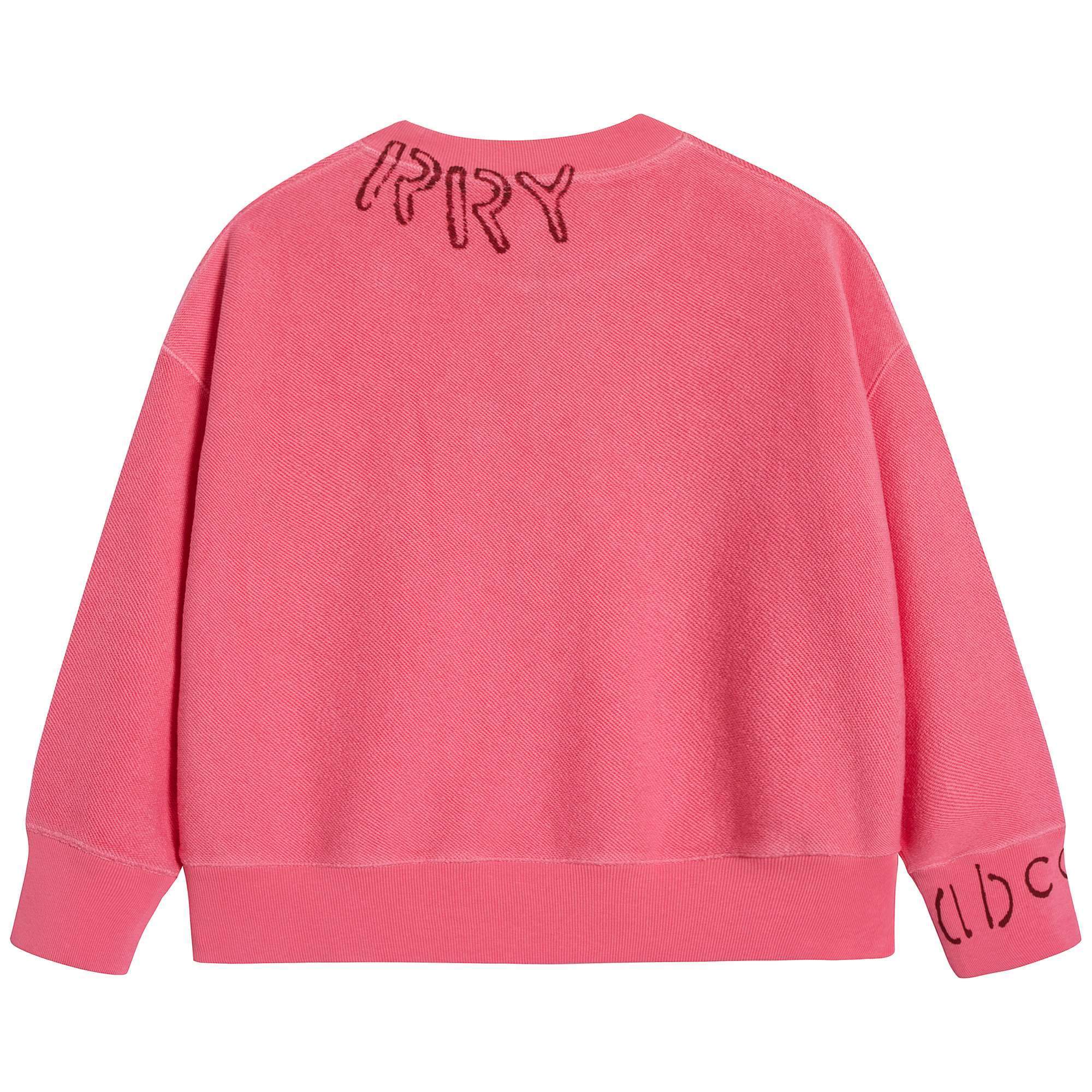 Girls Bright Pink Cotton Sweatshirt