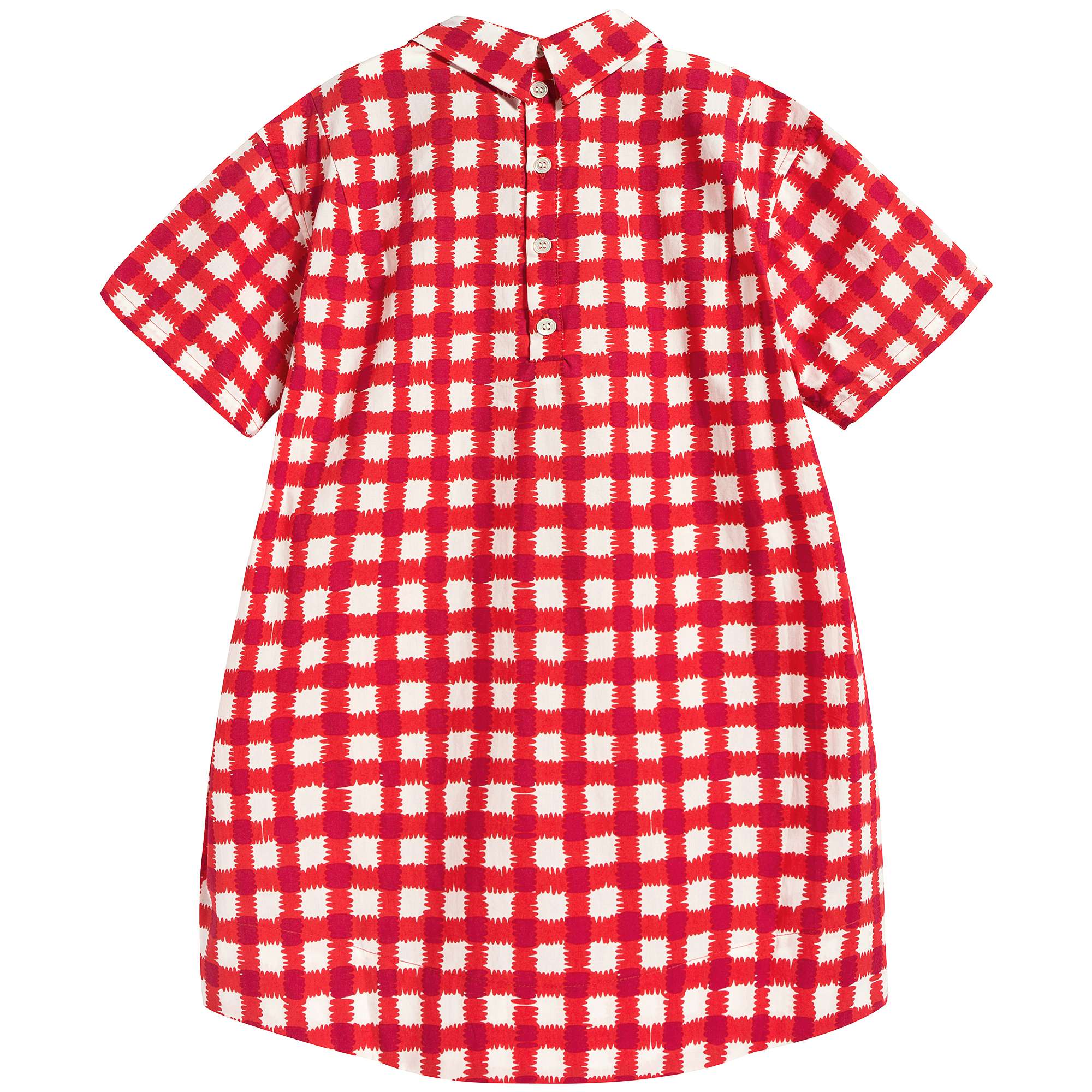 Girls Red Check Cotton Dress