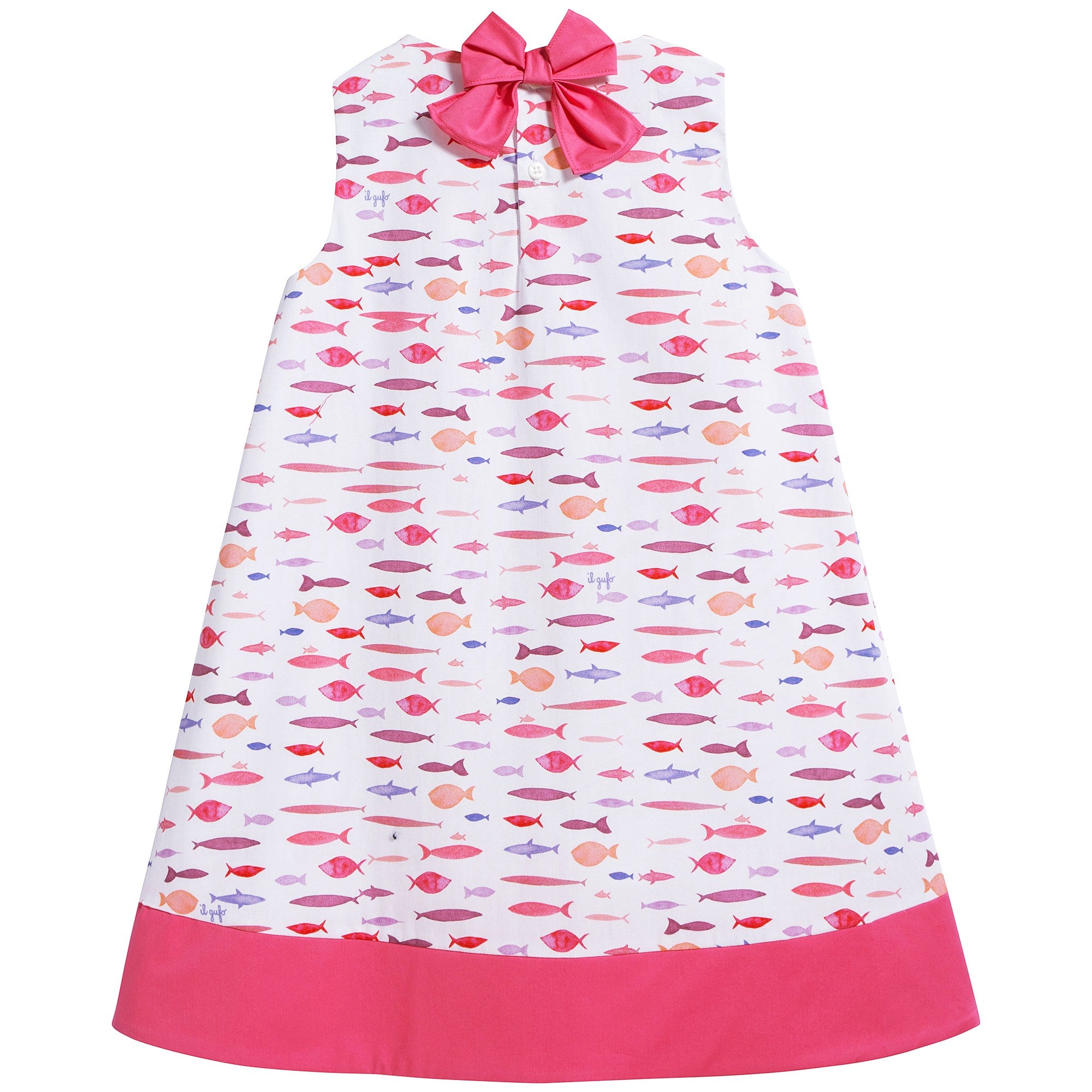 Girls Pink Printed Cotton Dress