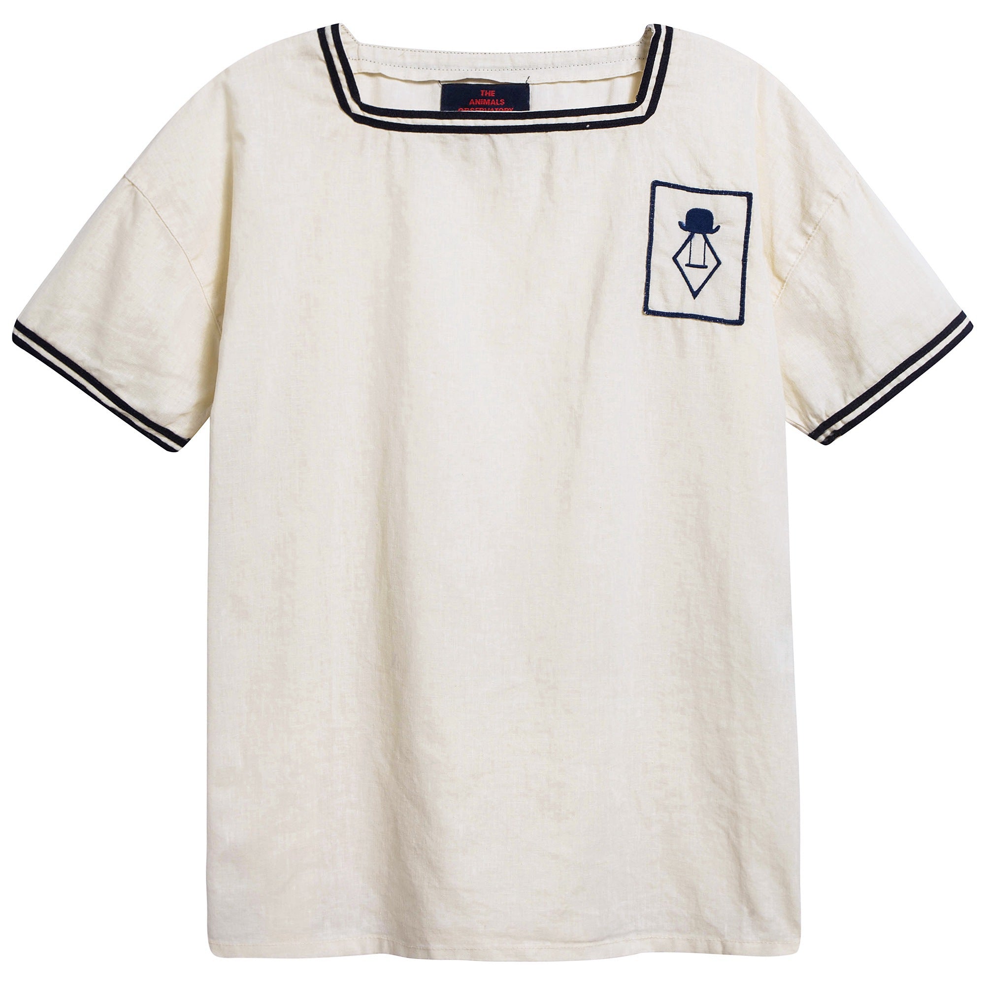 Girls Raw White Blue Logo Cotton T-shirt